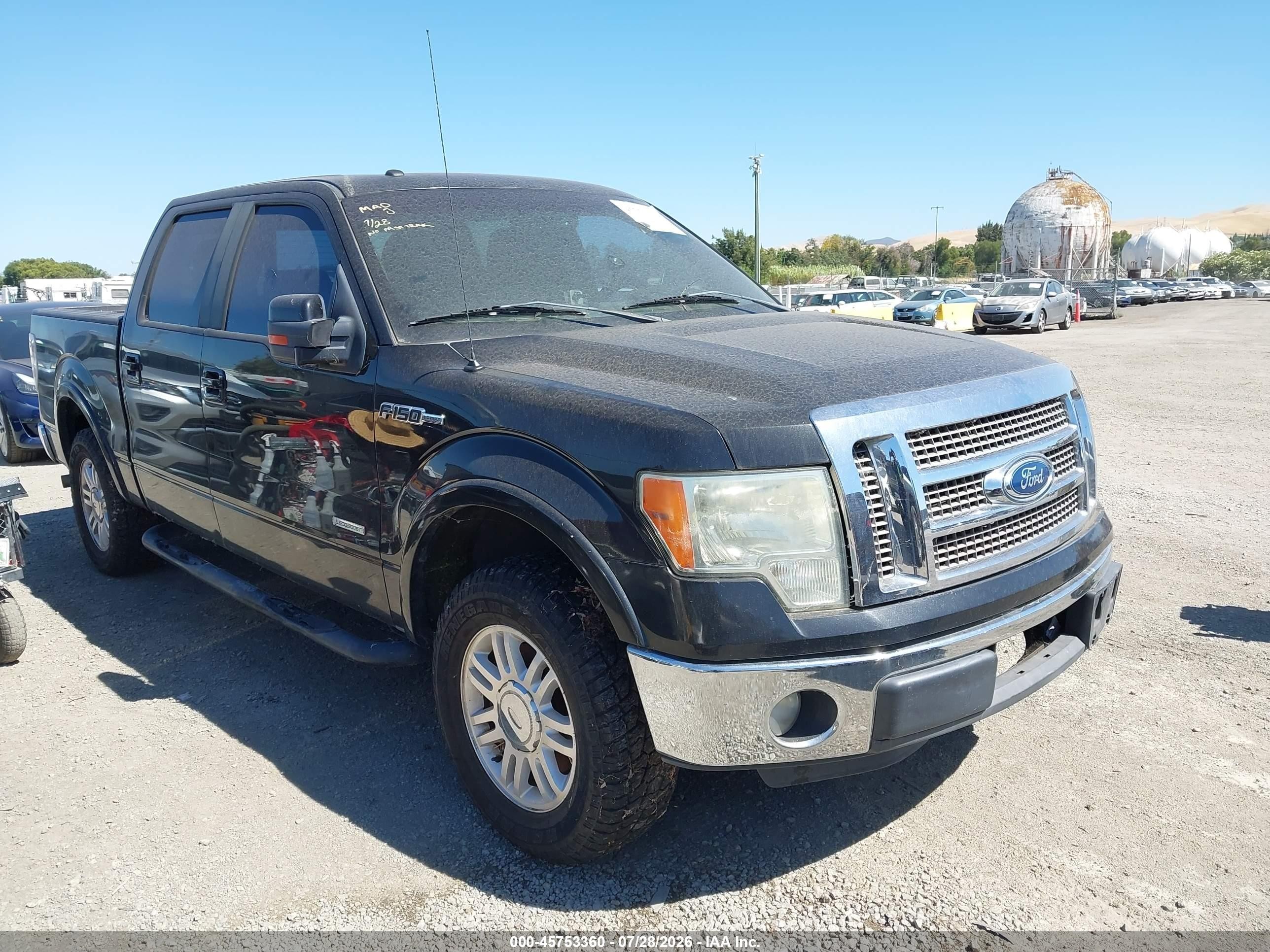 2012 Ford F-150 Lariat Black vin: 1FTFW1CT3CFA05537
