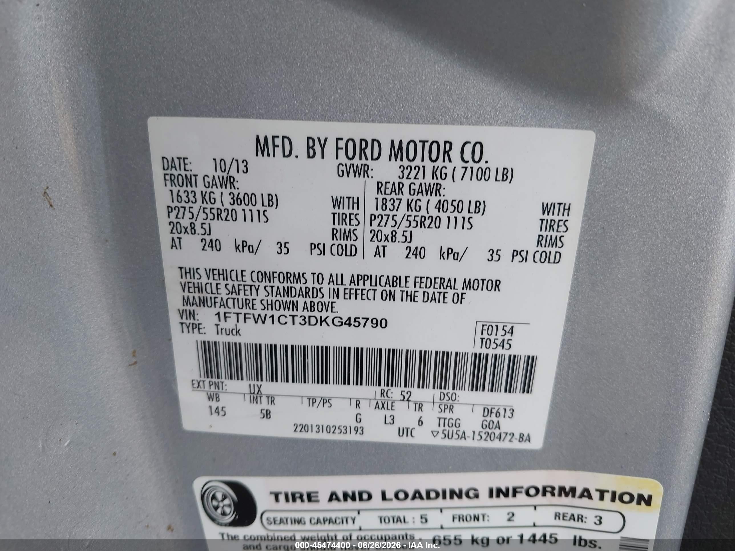 2013 Ford F-150 Fx2 Silver vin: 1FTFW1CT3DKG45790