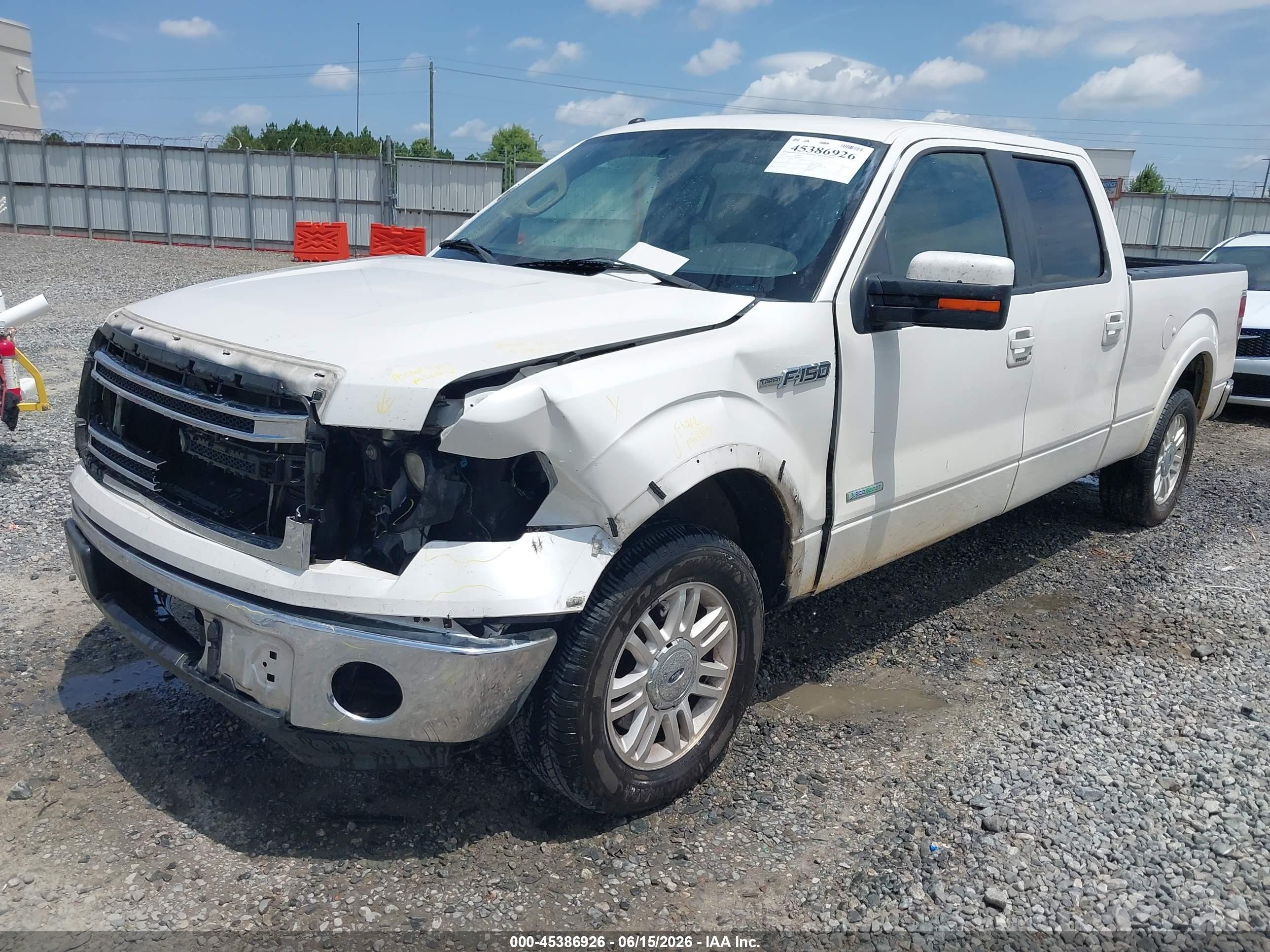 2013 Ford F-150 Lariat White vin: 1FTFW1CT6DFD94837