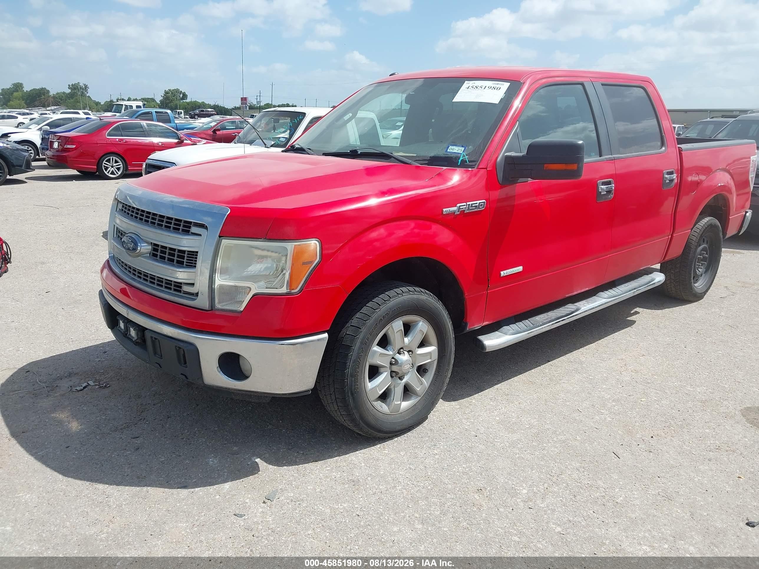 2013 Ford F-150 Xlt Red vin: 1FTFW1CT7DFC64422
