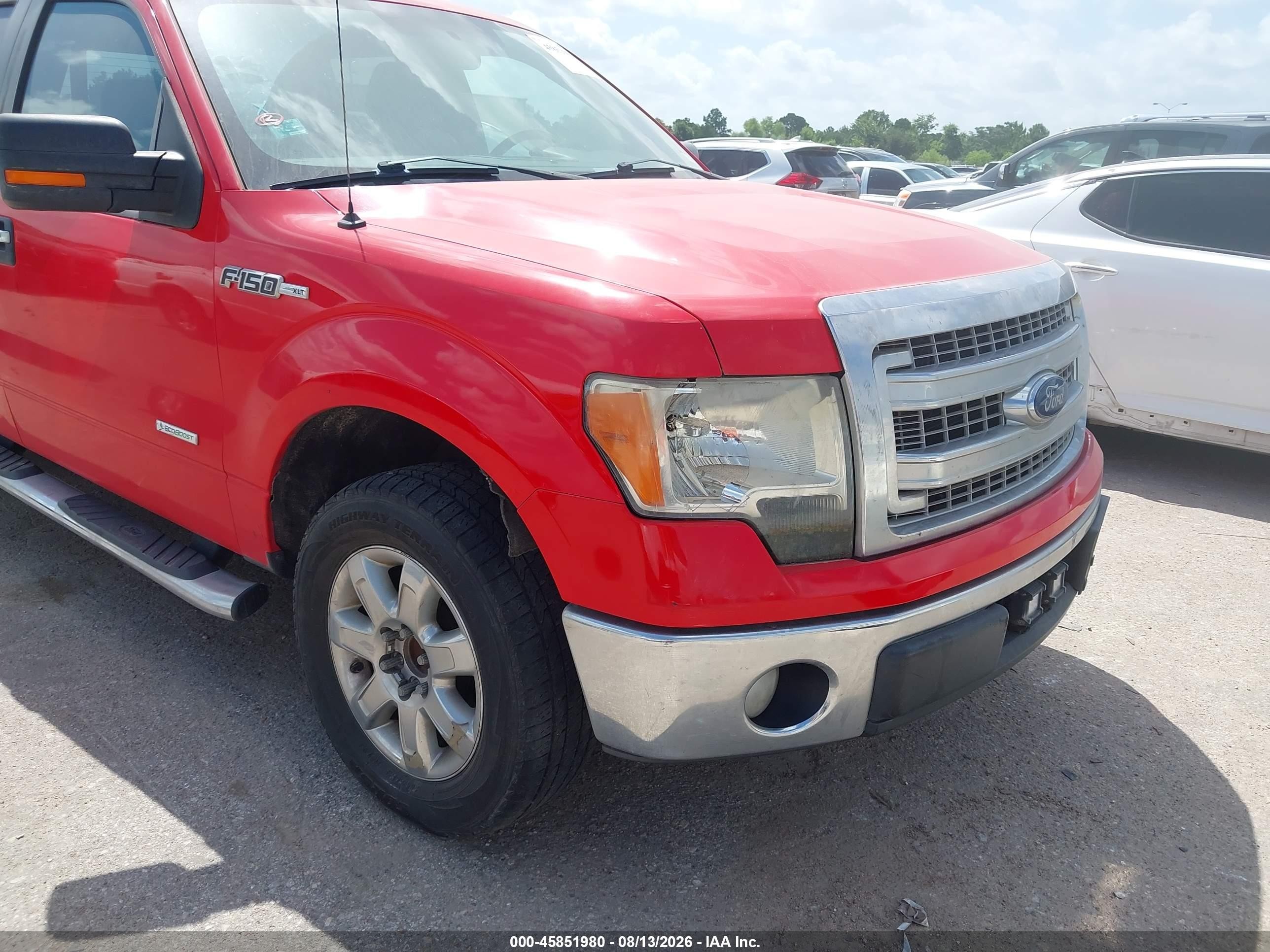 2013 Ford F-150 Xlt Red vin: 1FTFW1CT7DFC64422