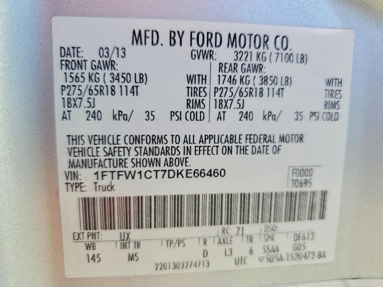2013 Ford F150 Supercrew Silver vin: 1FTFW1CT7DKE66460