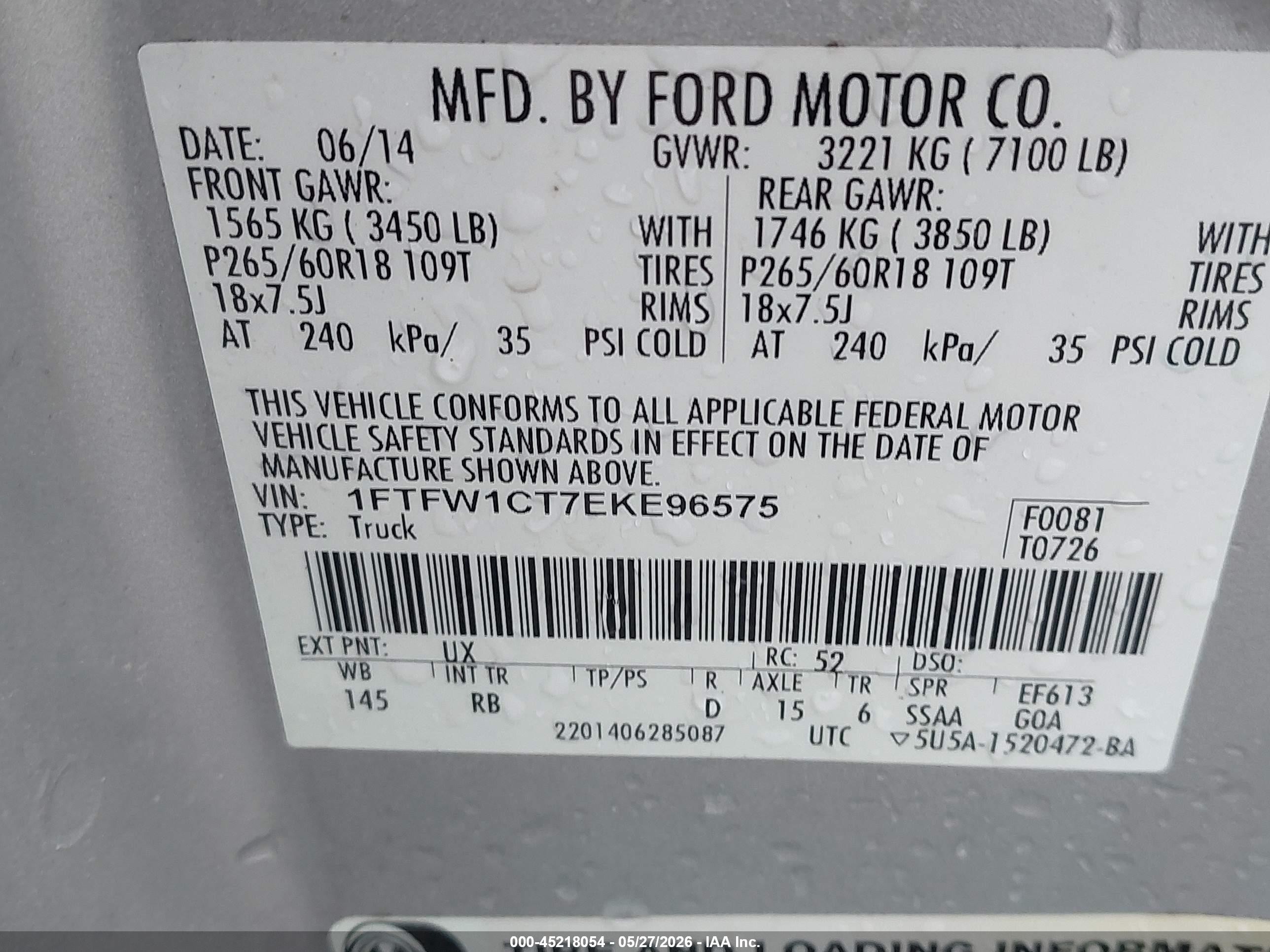 2014 Ford F-150 Fx2 Silver vin: 1FTFW1CT7EKE96575