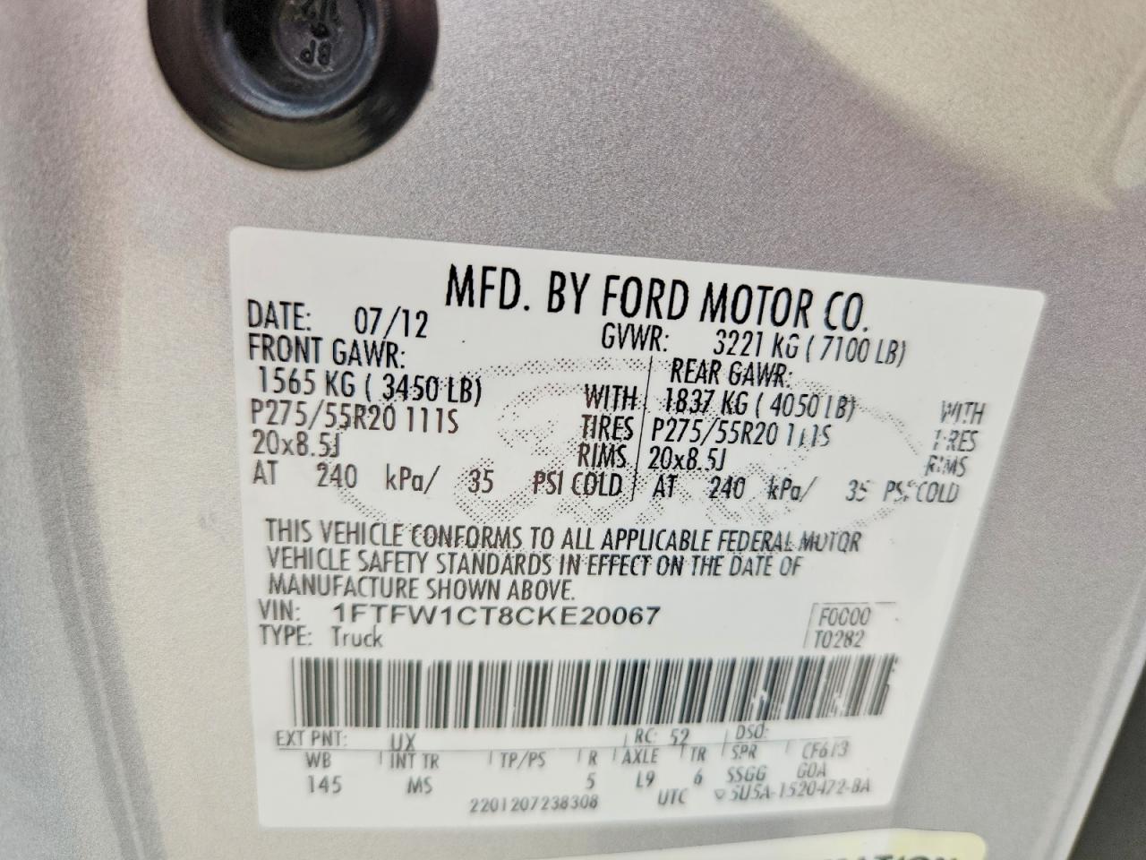 2012 Ford F150 Supercrew Silver vin: 1FTFW1CT8CKE20067