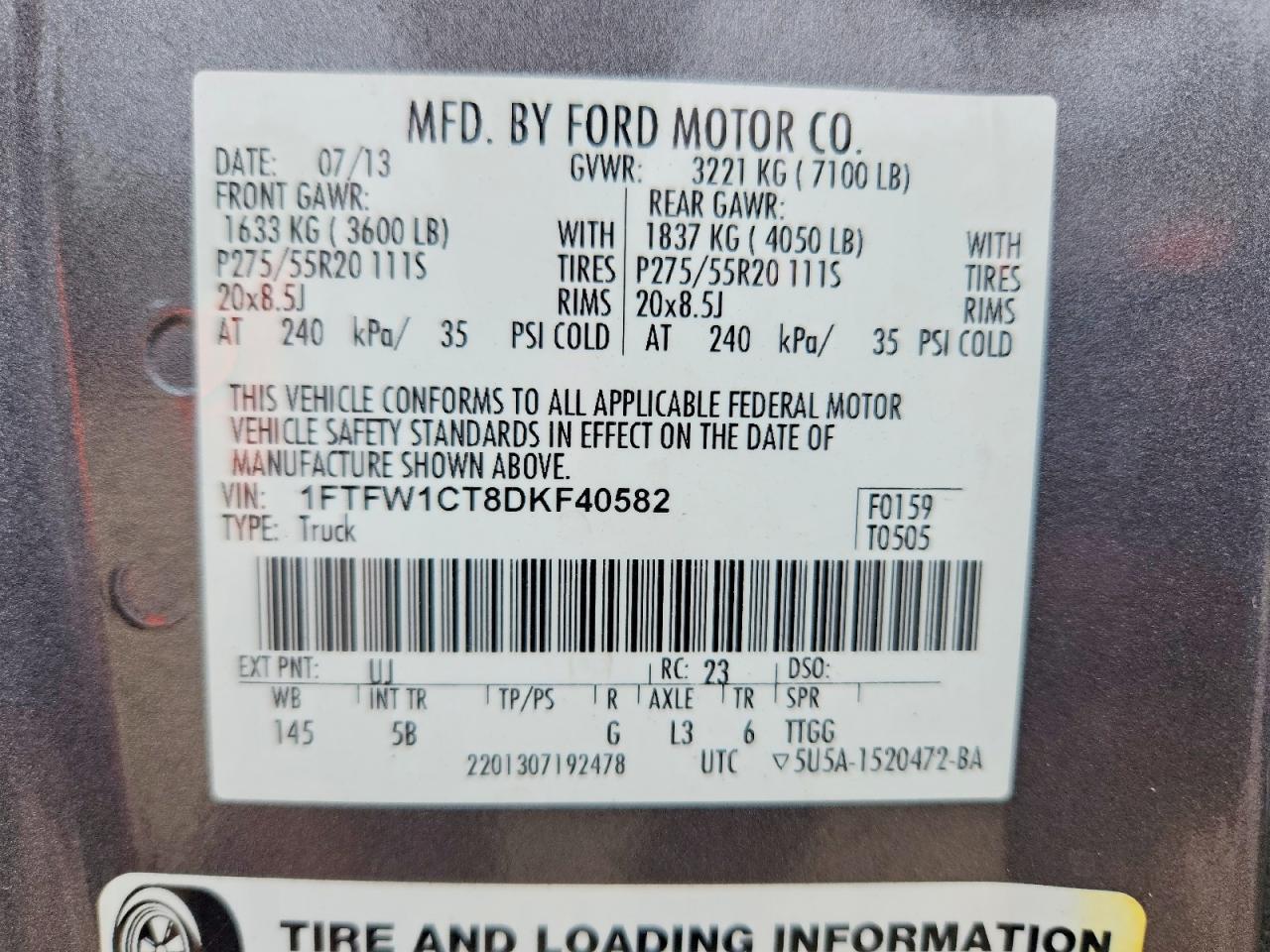2013 Ford F150 Supercrew Gray vin: 1FTFW1CT8DKF40582