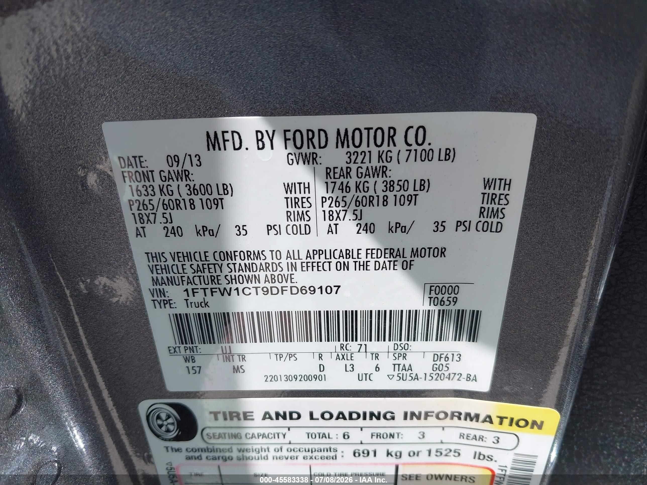 2013 Ford F-150 Xlt Gray vin: 1FTFW1CT9DFD69107