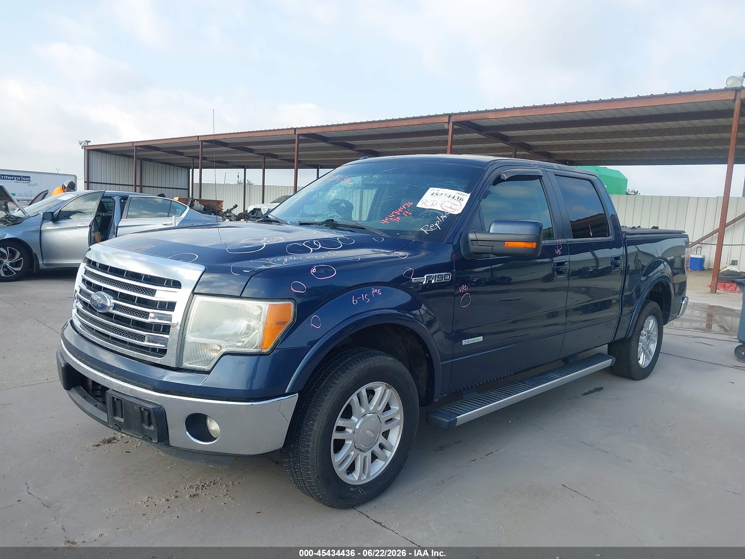 2013 Ford F-150 Lariat Blue vin: 1FTFW1CT9DKD63962