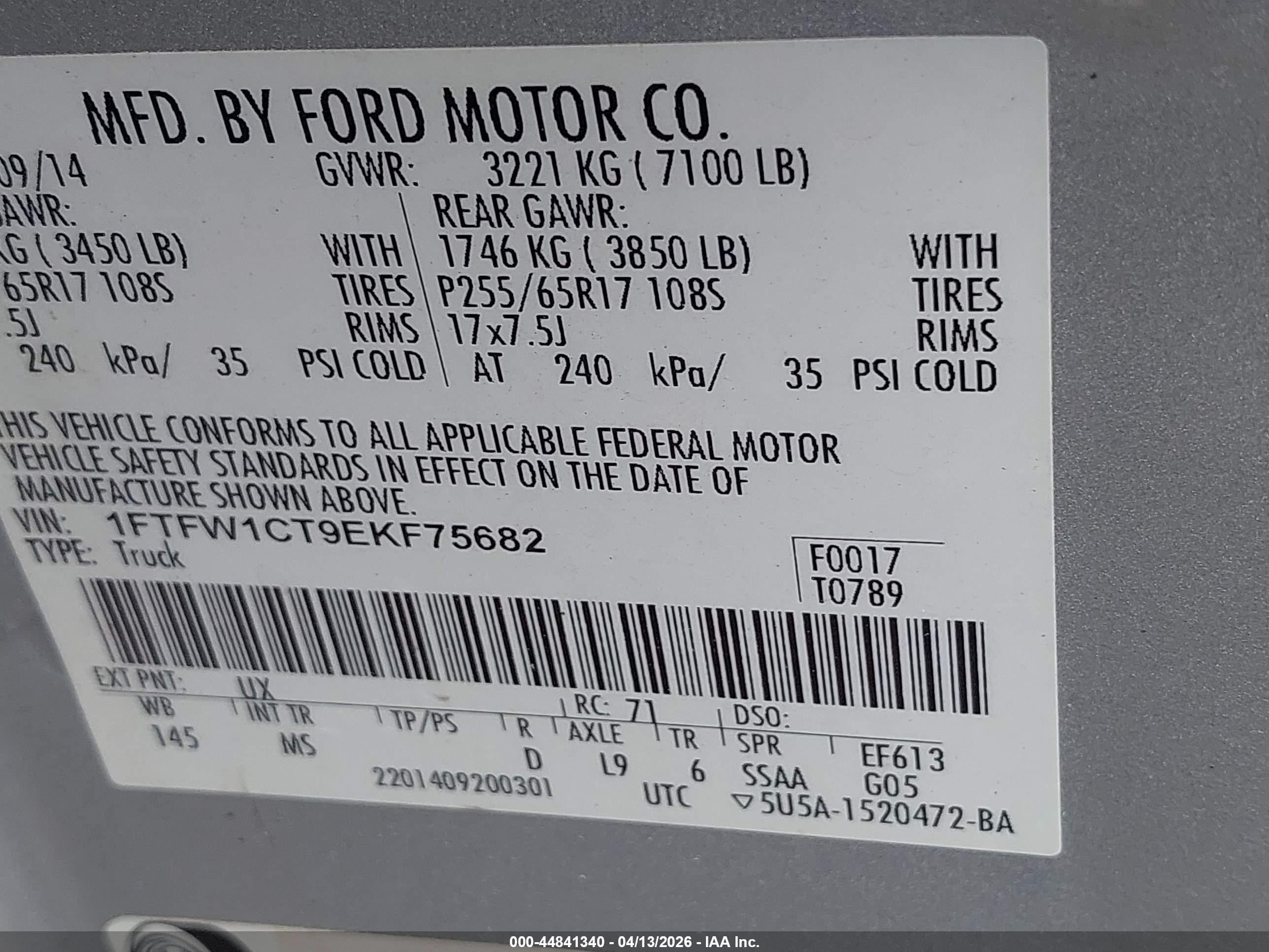 2014 Ford F-150 Xlt Silver vin: 1FTFW1CT9EKF75682