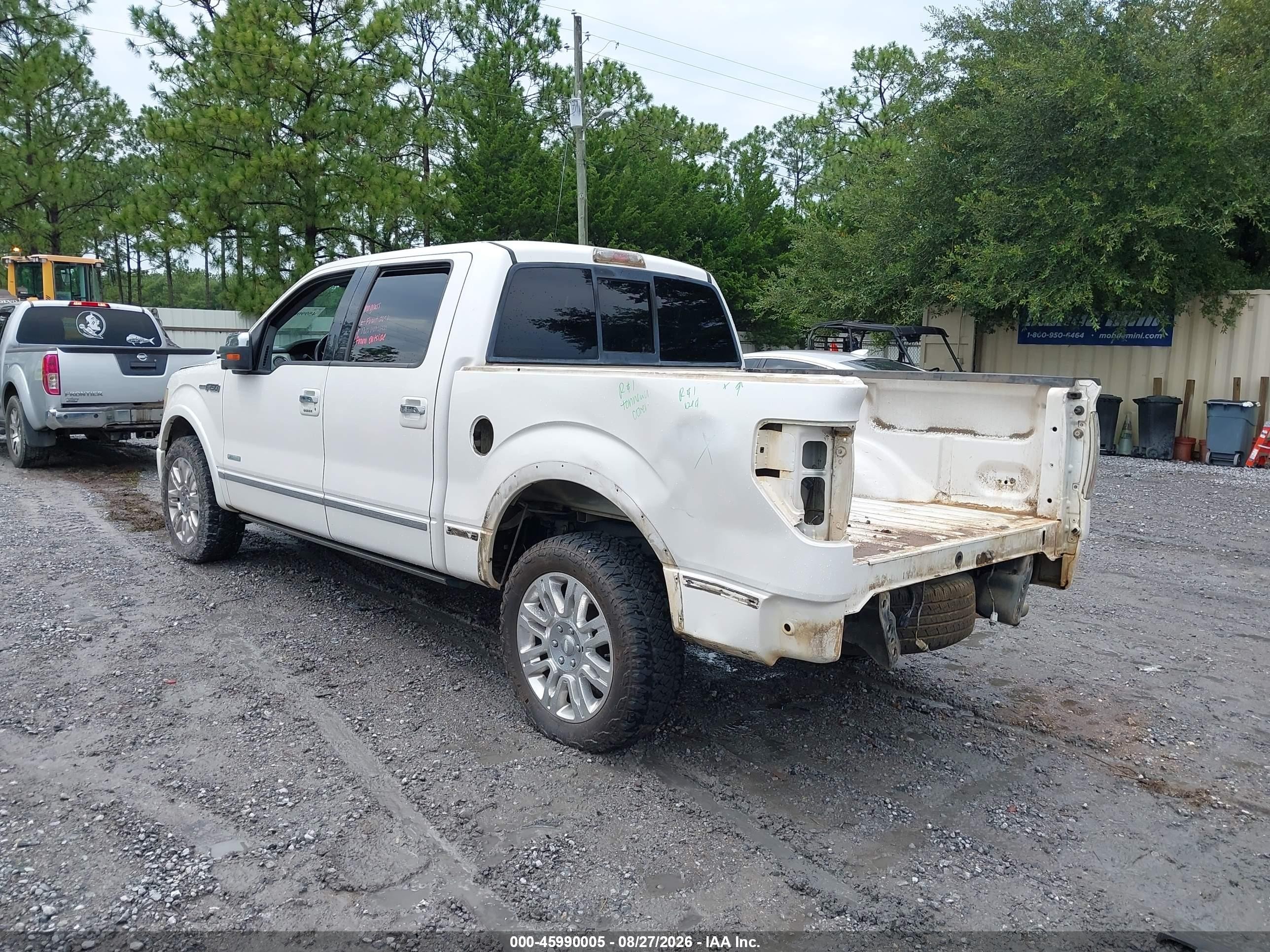 2011 Ford F-150 Platinum White vin: 1FTFW1CTXBFC43884