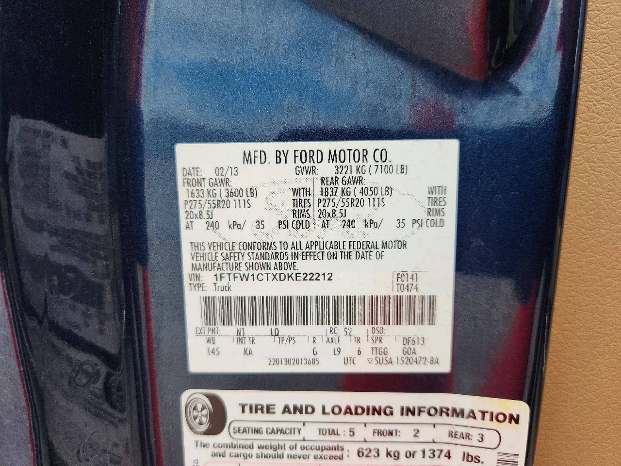 2013 Ford F150 Supercrew Blue vin: 1FTFW1CTXDKE22212