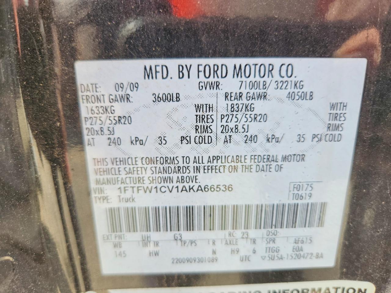 2010 Ford F150 Supercrew Charcoal vin: 1FTFW1CV1AKA66536