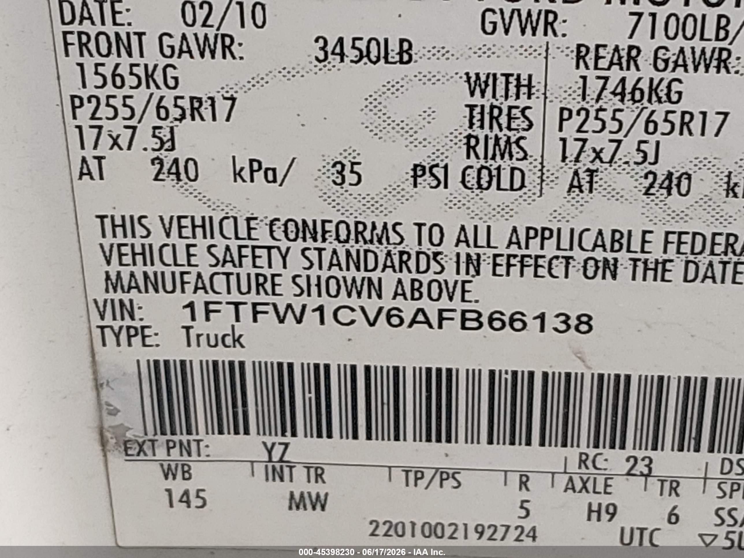 2010 Ford F-150 Xlt White vin: 1FTFW1CV6AFB66138