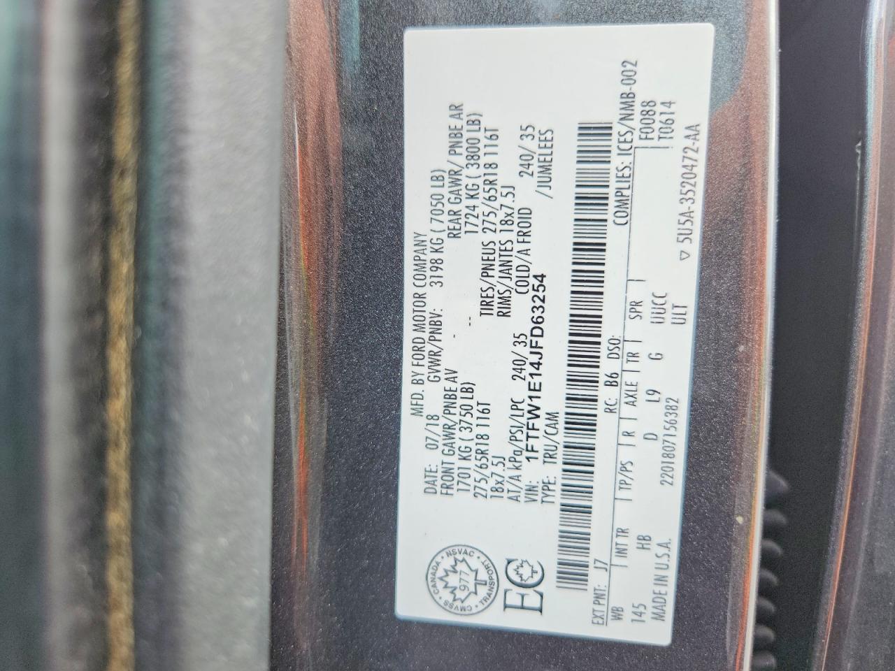 2018 Ford F150 Supercrew Gray vin: 1FTFW1E14JFD63254