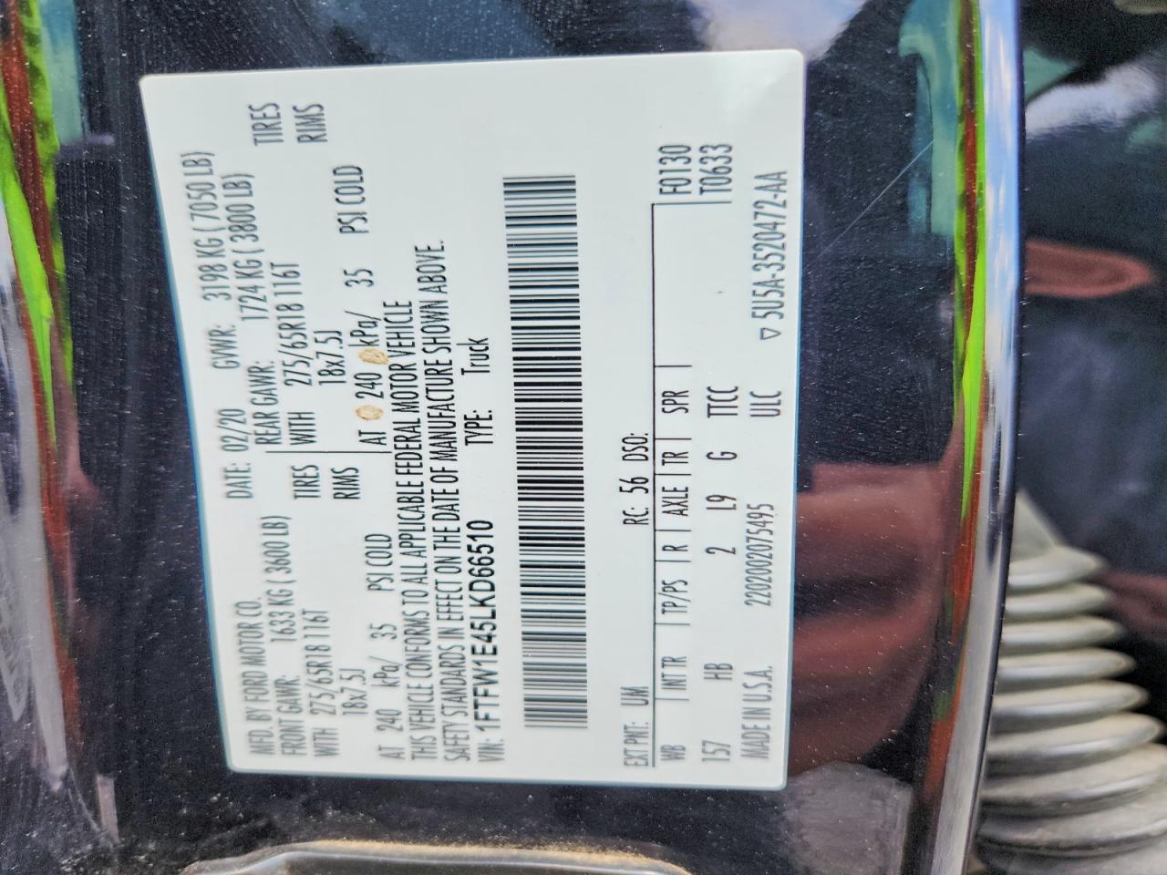 2020 Ford F150 Supercrew Black vin: 1FTFW1E45LKD66510