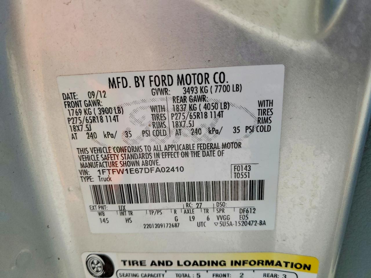2013 Ford F150 Supercrew Silver vin: 1FTFW1E67DFA02410
