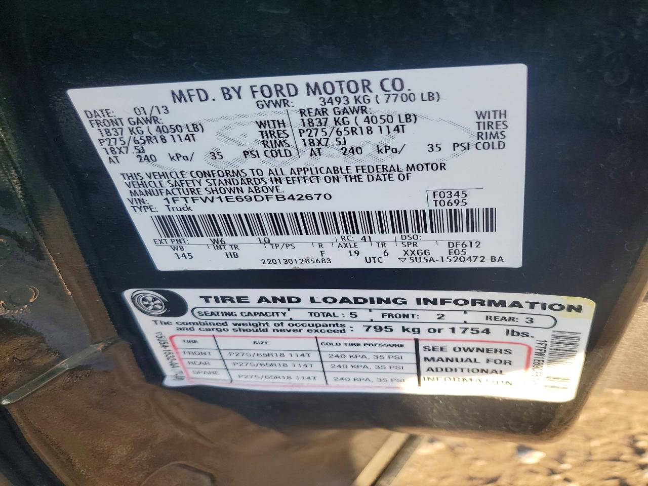 2013 Ford F150 Supercrew Green vin: 1FTFW1E69DFB42670