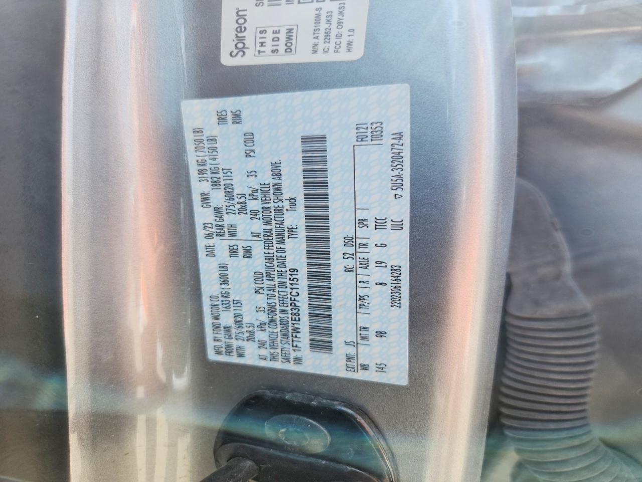 2023 Ford F150 Supercrew Silver vin: 1FTFW1E83PFC11519