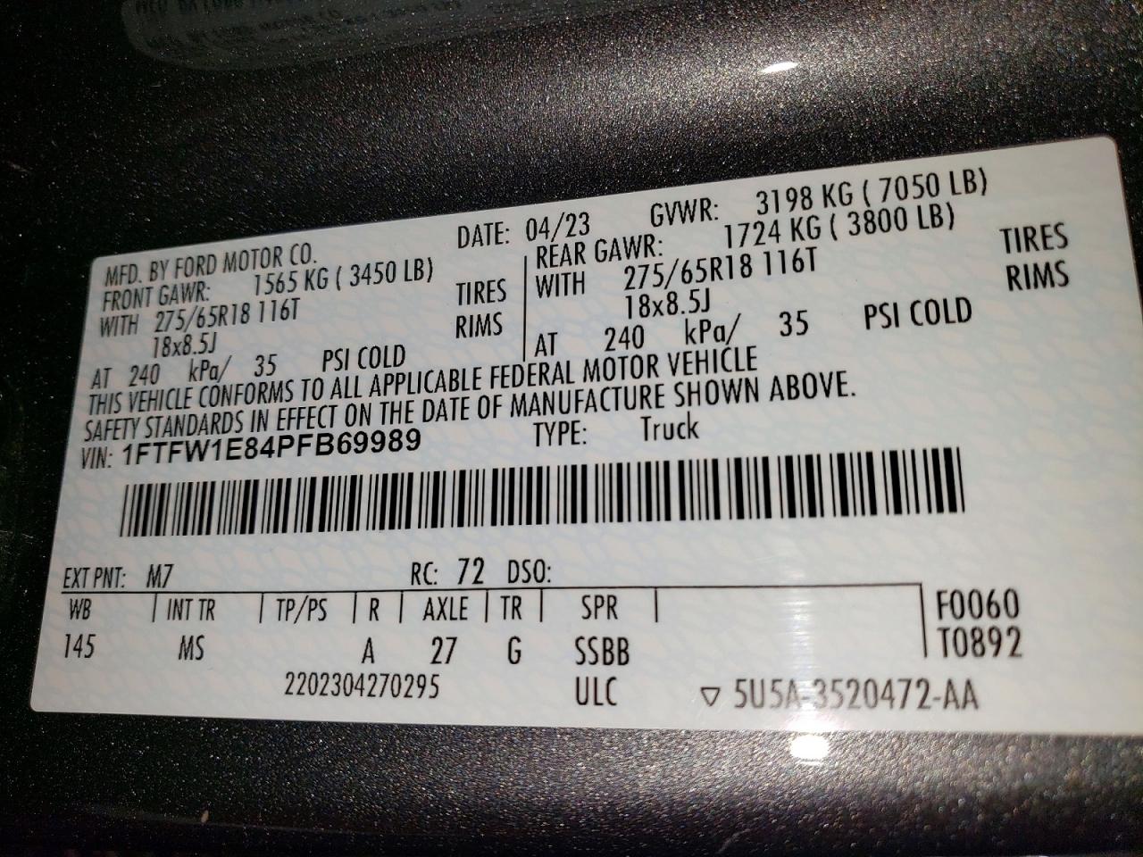 2023 Ford F150 Supercrew Gray vin: 1FTFW1E84PFB69989