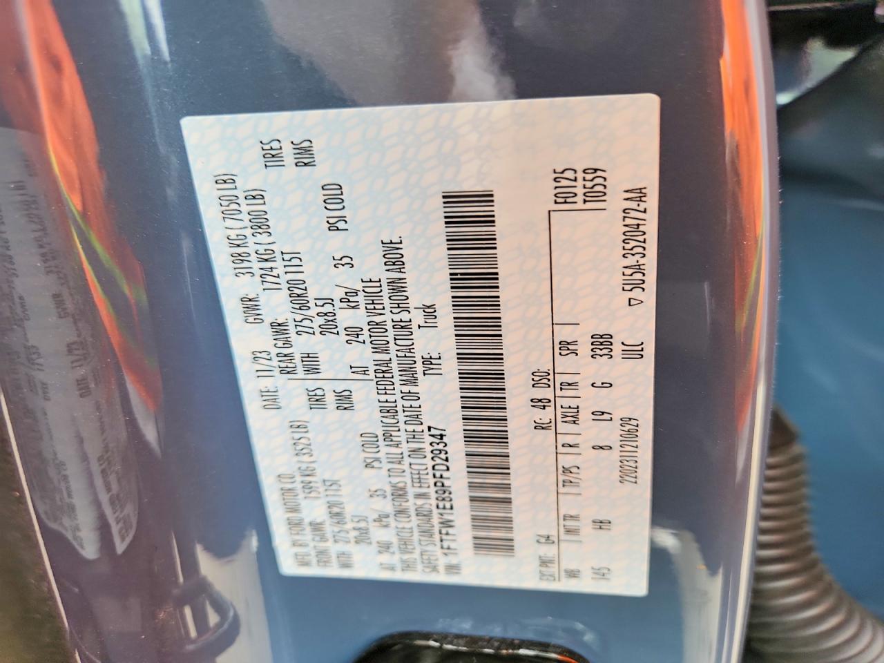 2023 Ford F150 Supercrew Blue vin: 1FTFW1E89PFD29347