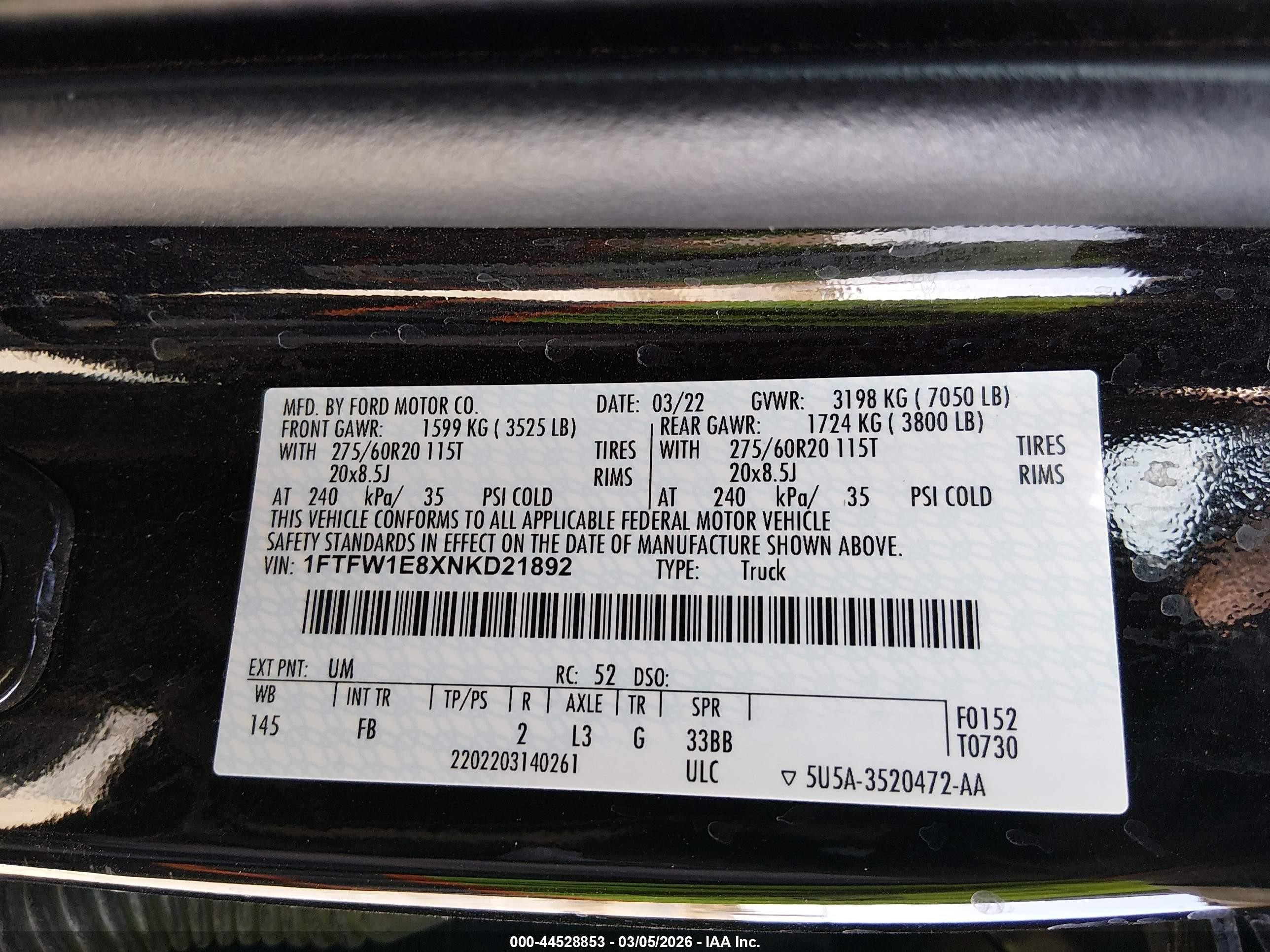 2022 Ford F-150 Xlt Black vin: 1FTFW1E8XNKD21892