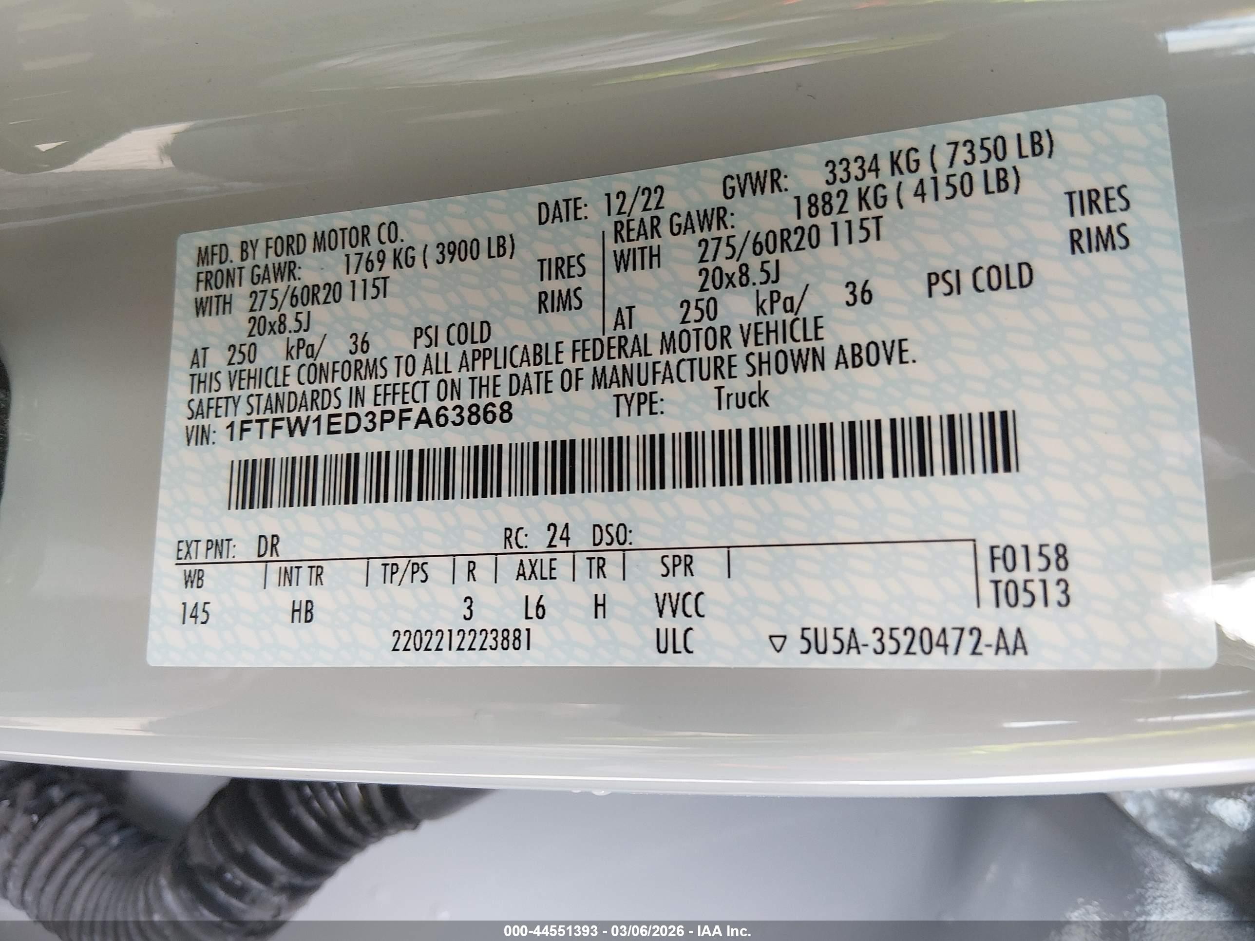 2023 Ford F-150 Lariat Gray vin: 1FTFW1ED3PFA63868