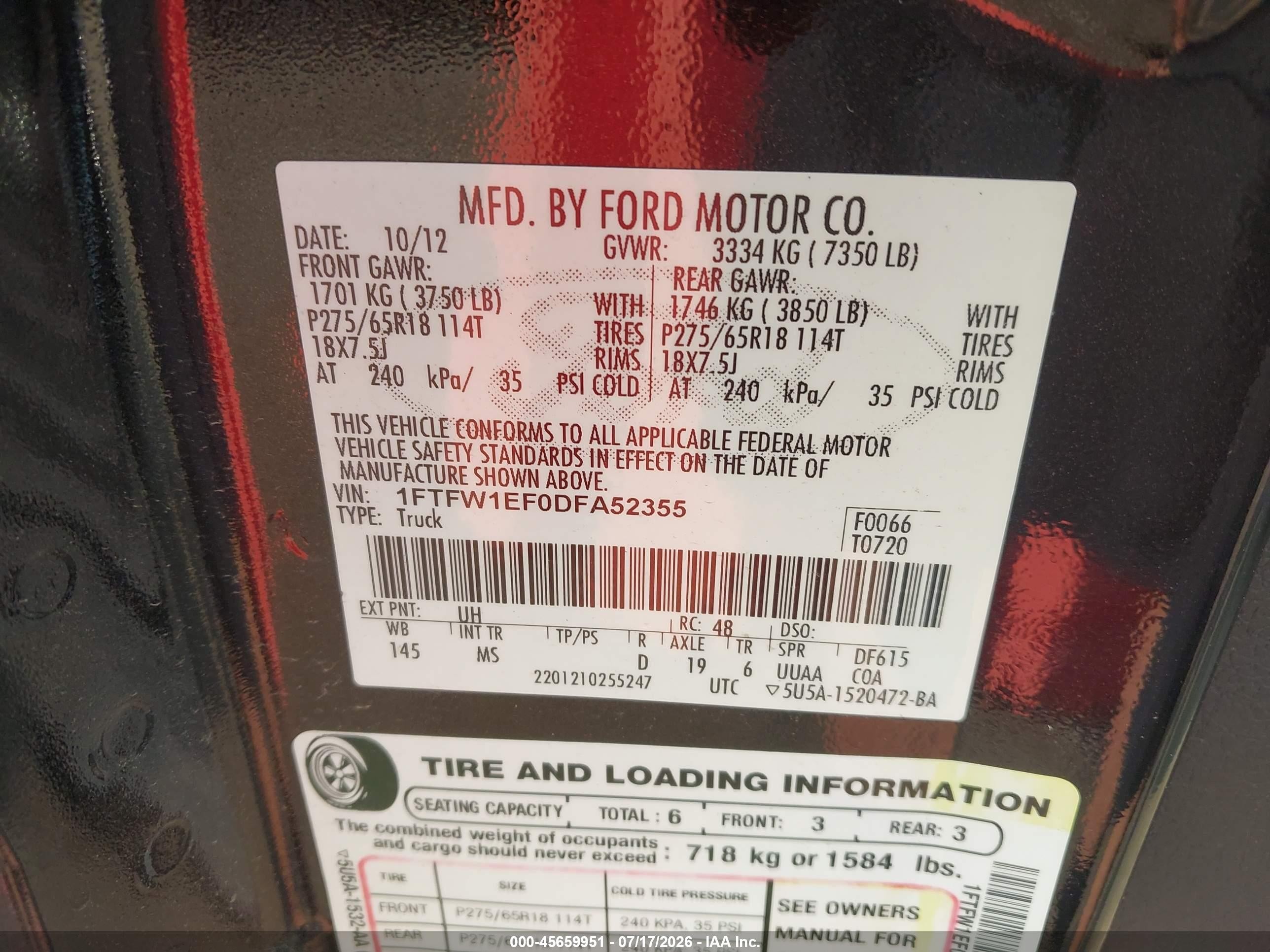 2013 Ford F-150 Xlt Black vin: 1FTFW1EF0DFA52355