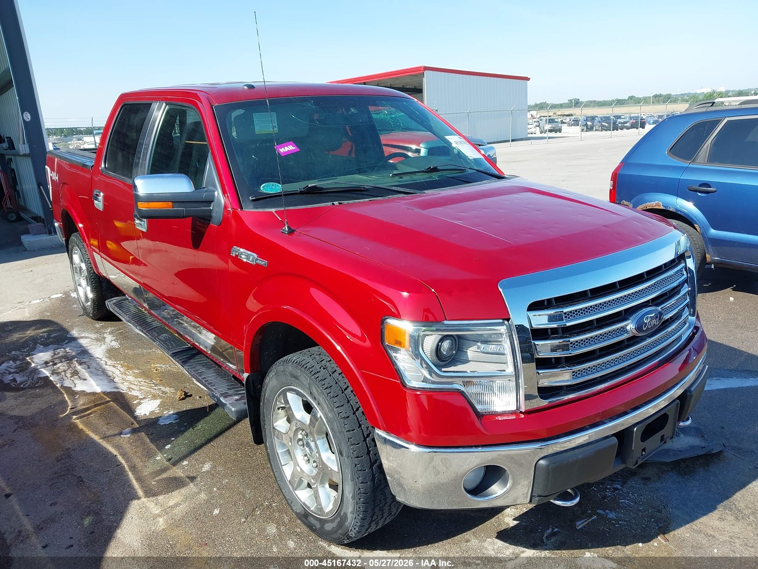 2013 Ford F-150 Lariat Red vin: 1FTFW1EF0DFB10187