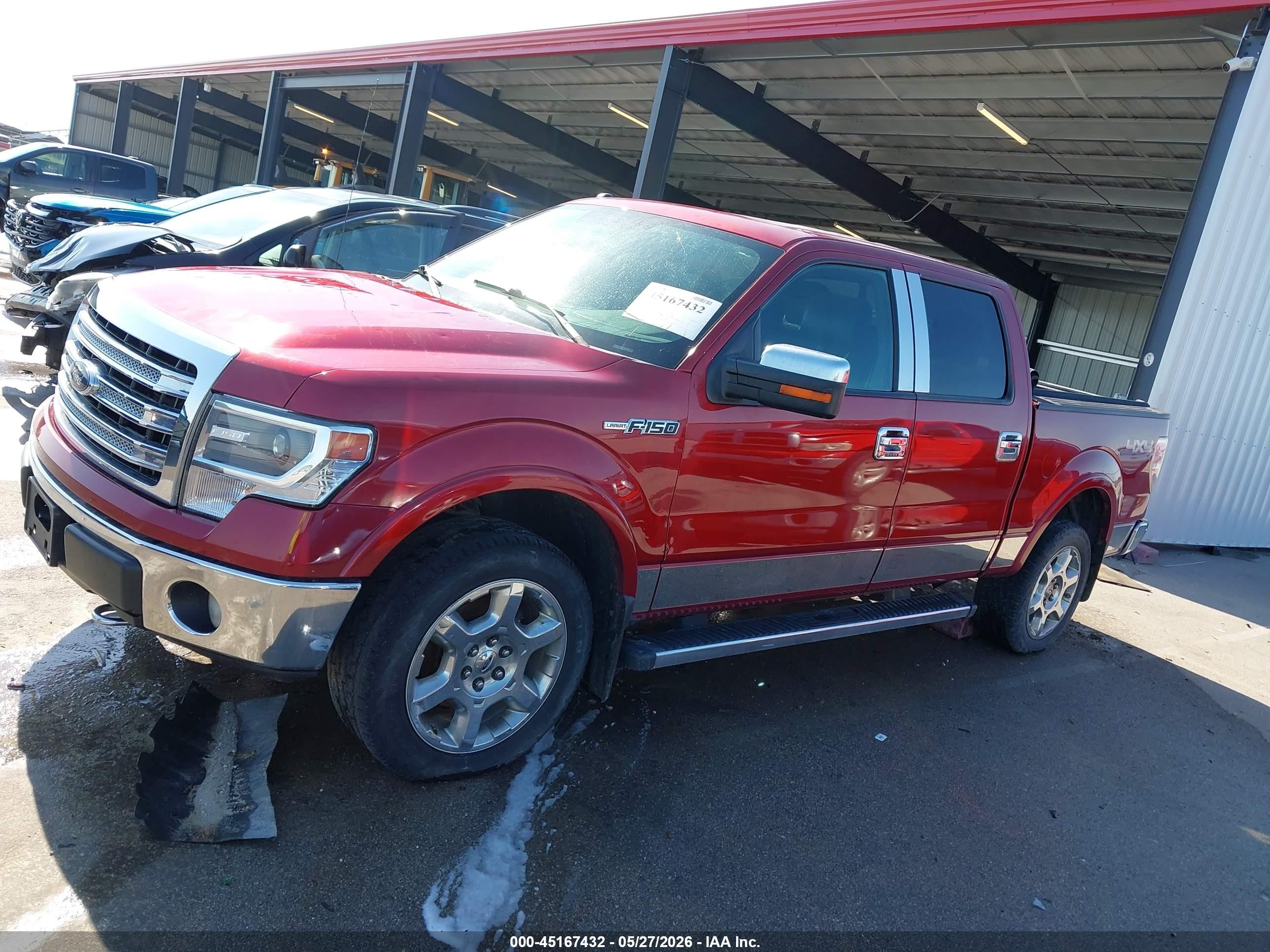 2013 Ford F-150 Lariat Red vin: 1FTFW1EF0DFB10187