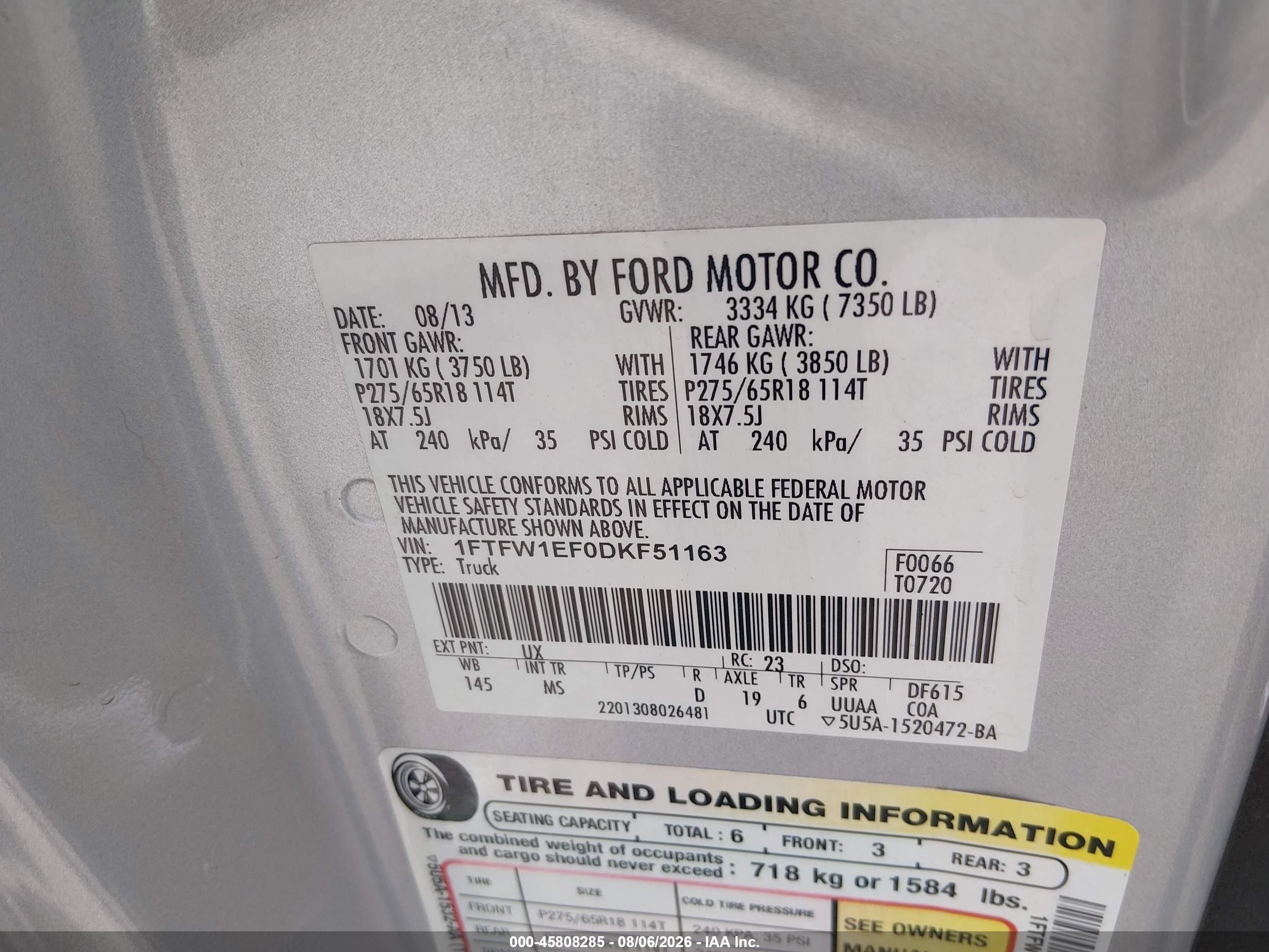 2013 Ford F-150 Xlt White vin: 1FTFW1EF0DKF51163