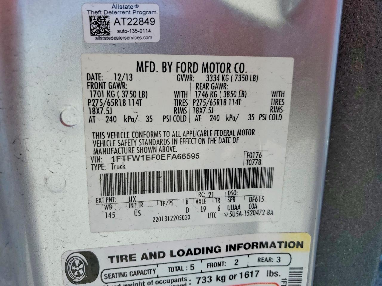 2014 Ford F150 Supercrew Silver vin: 1FTFW1EF0EFA66595