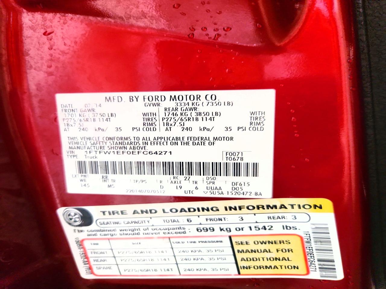 2014 Ford F150 Supercrew Burgundy vin: 1FTFW1EF0EFC64271