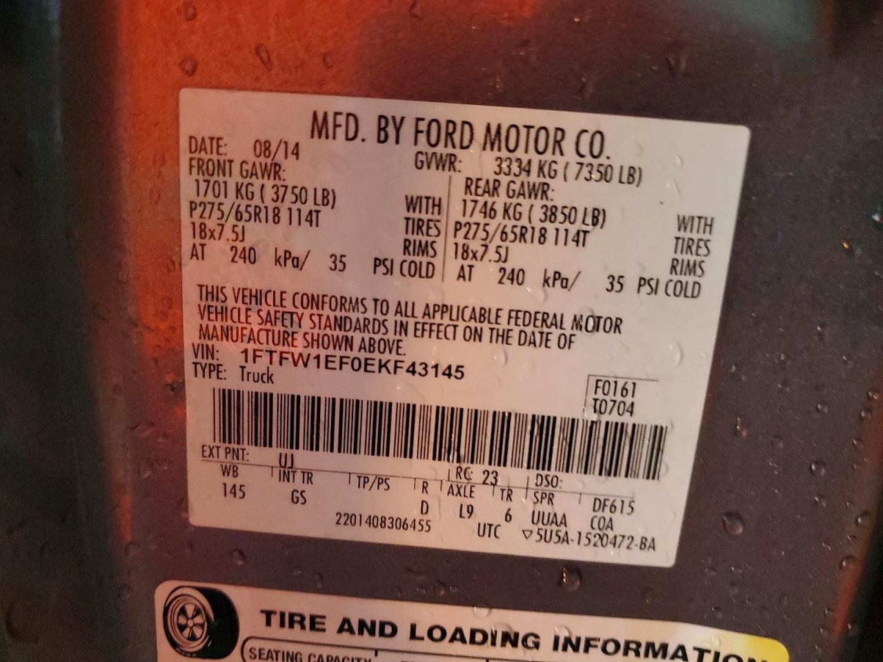 2014 Ford F150 Supercrew Gray vin: 1FTFW1EF0EKF43145