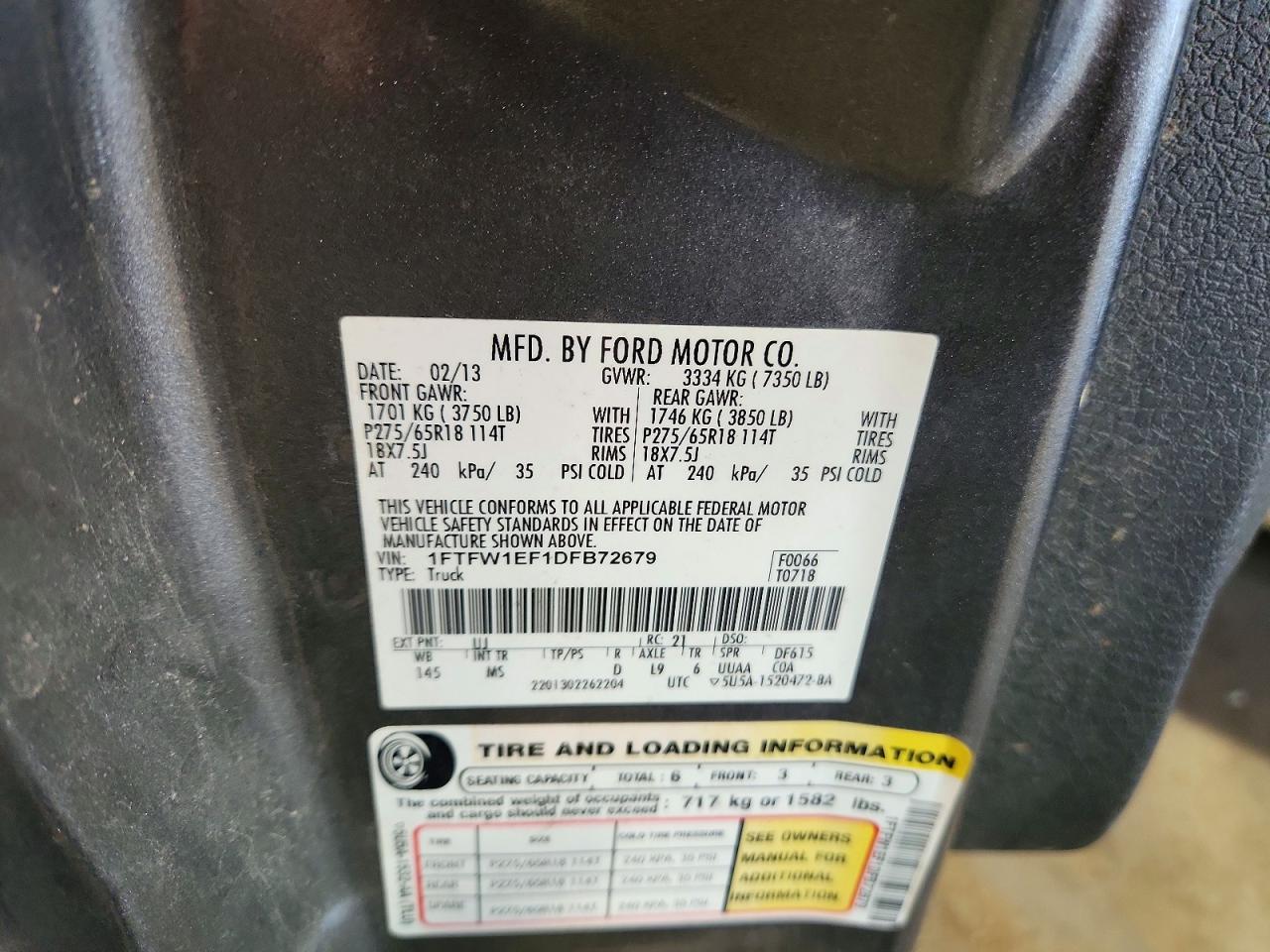 2013 Ford F150 Gray vin: 1FTFW1EF1DFB72679
