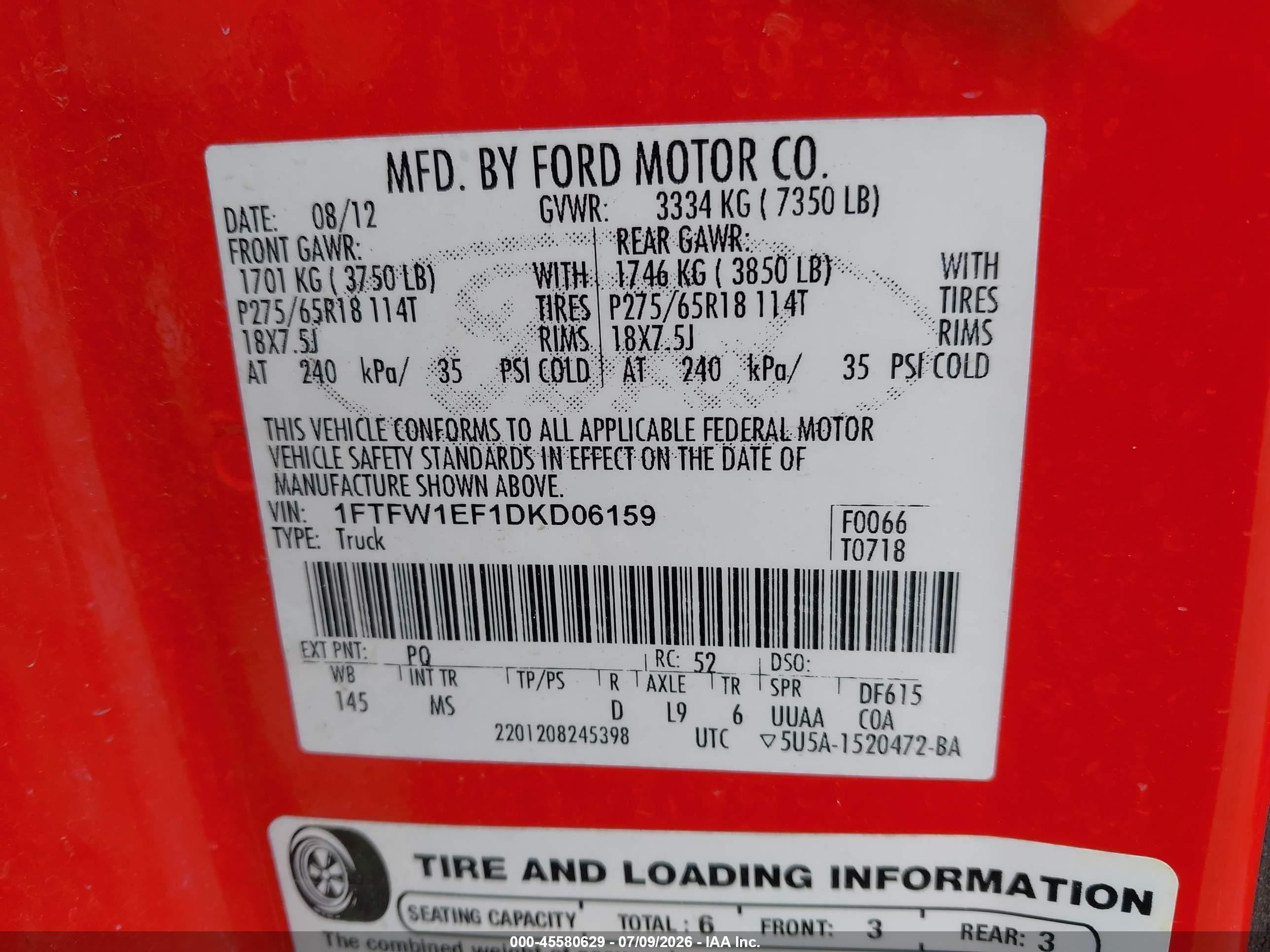 2013 Ford F-150 Xlt Red vin: 1FTFW1EF1DKD06159