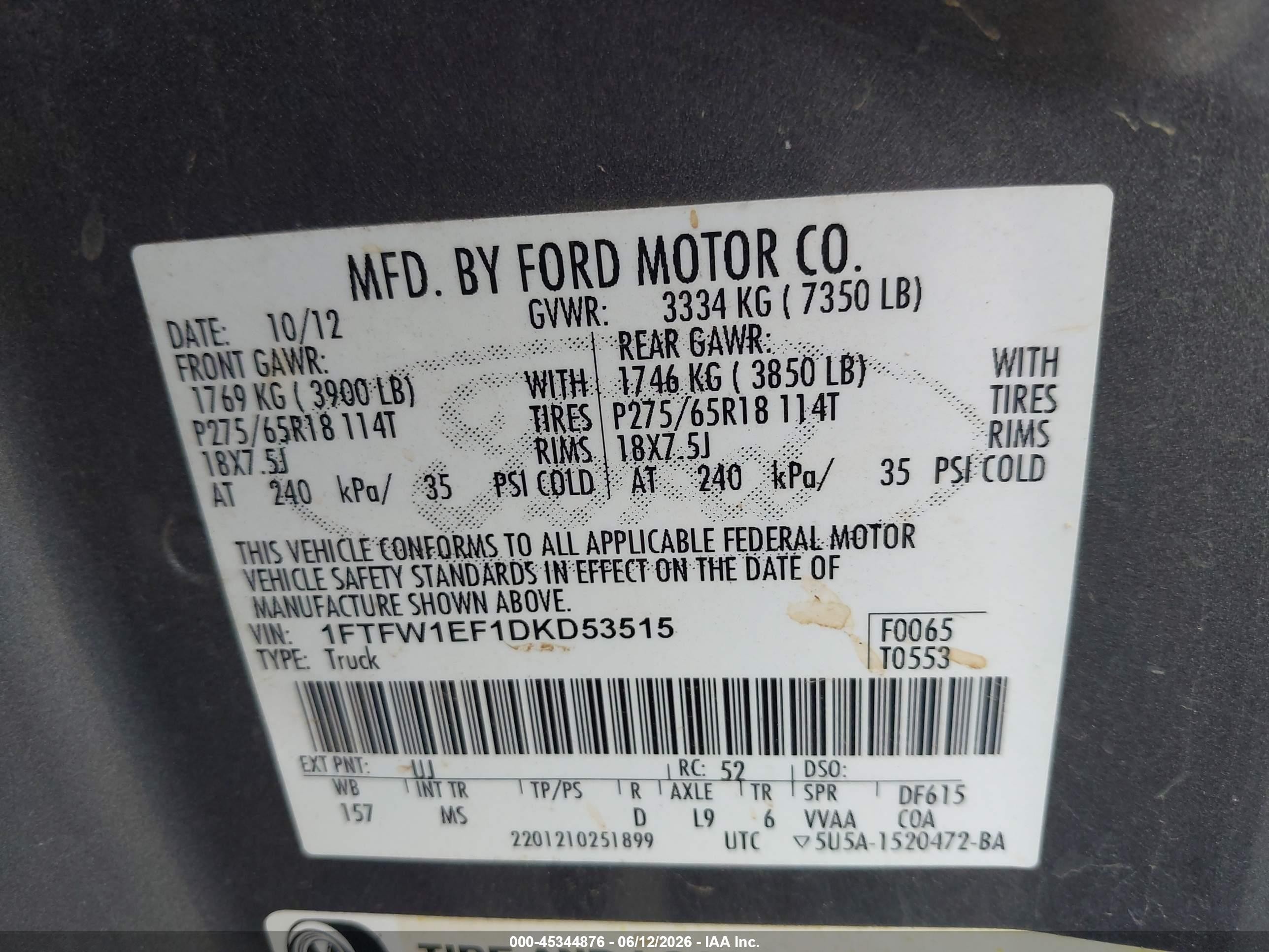 2013 Ford F-150 Xlt Gray vin: 1FTFW1EF1DKD53515