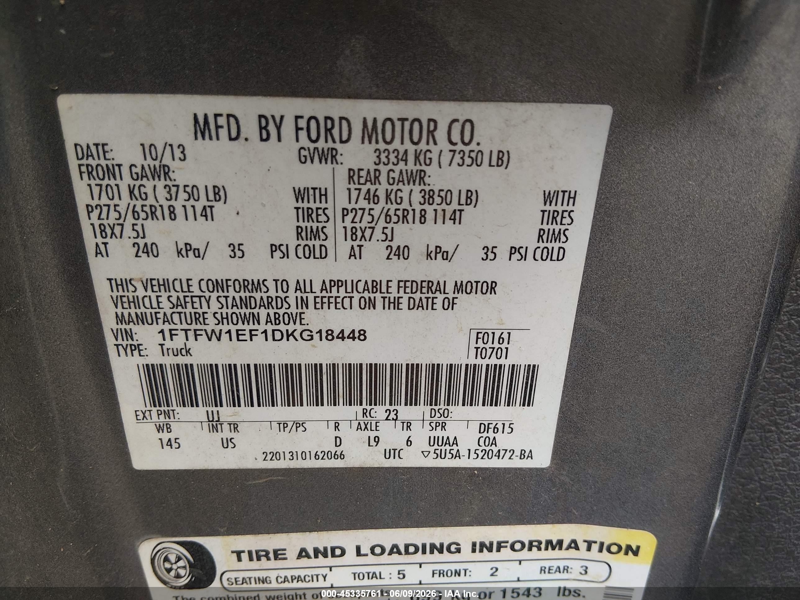 2013 Ford F-150 Xlt Gray vin: 1FTFW1EF1DKG18448