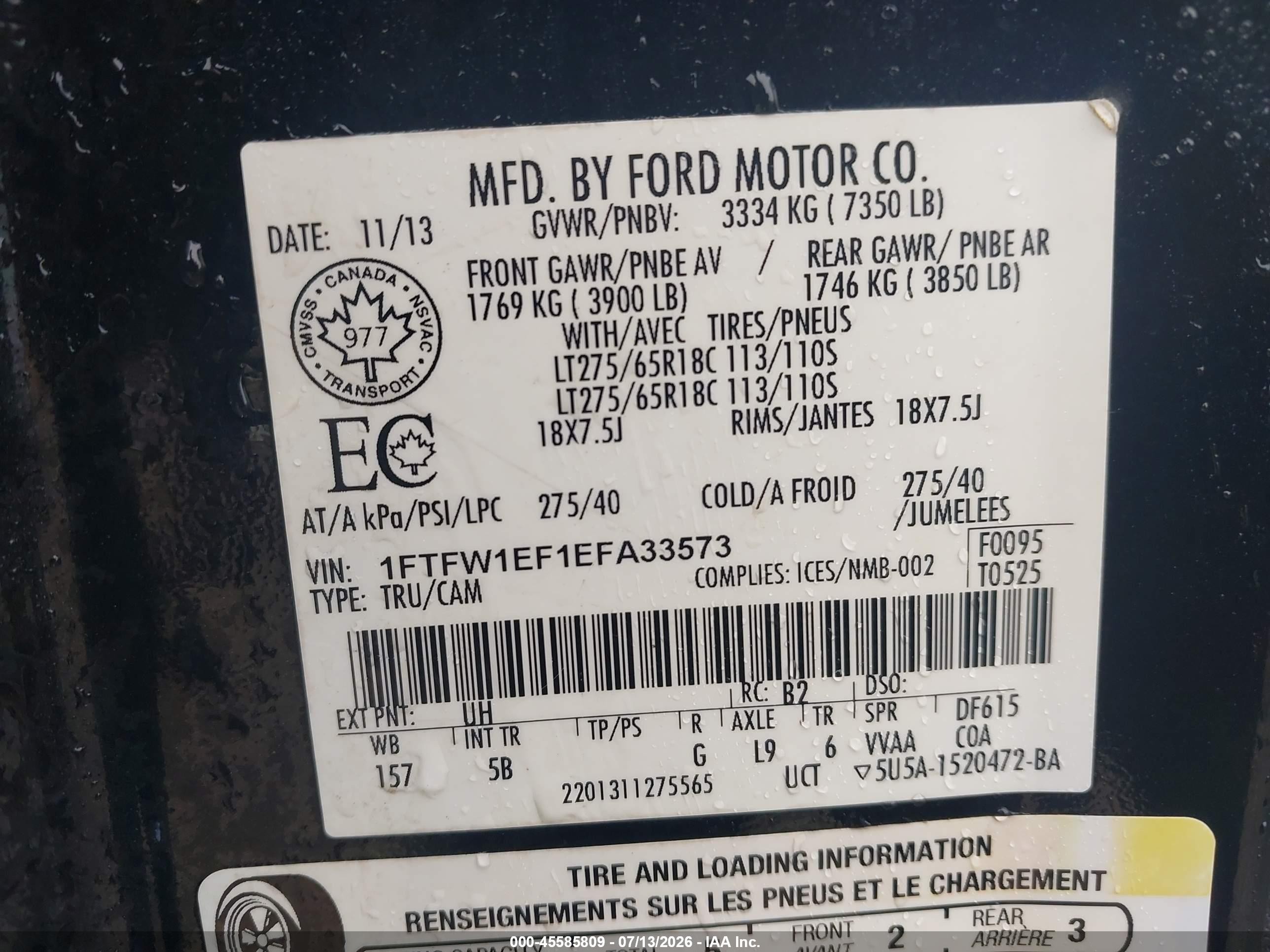 2014 Ford F-150 Fx4 Black vin: 1FTFW1EF1EFA33573
