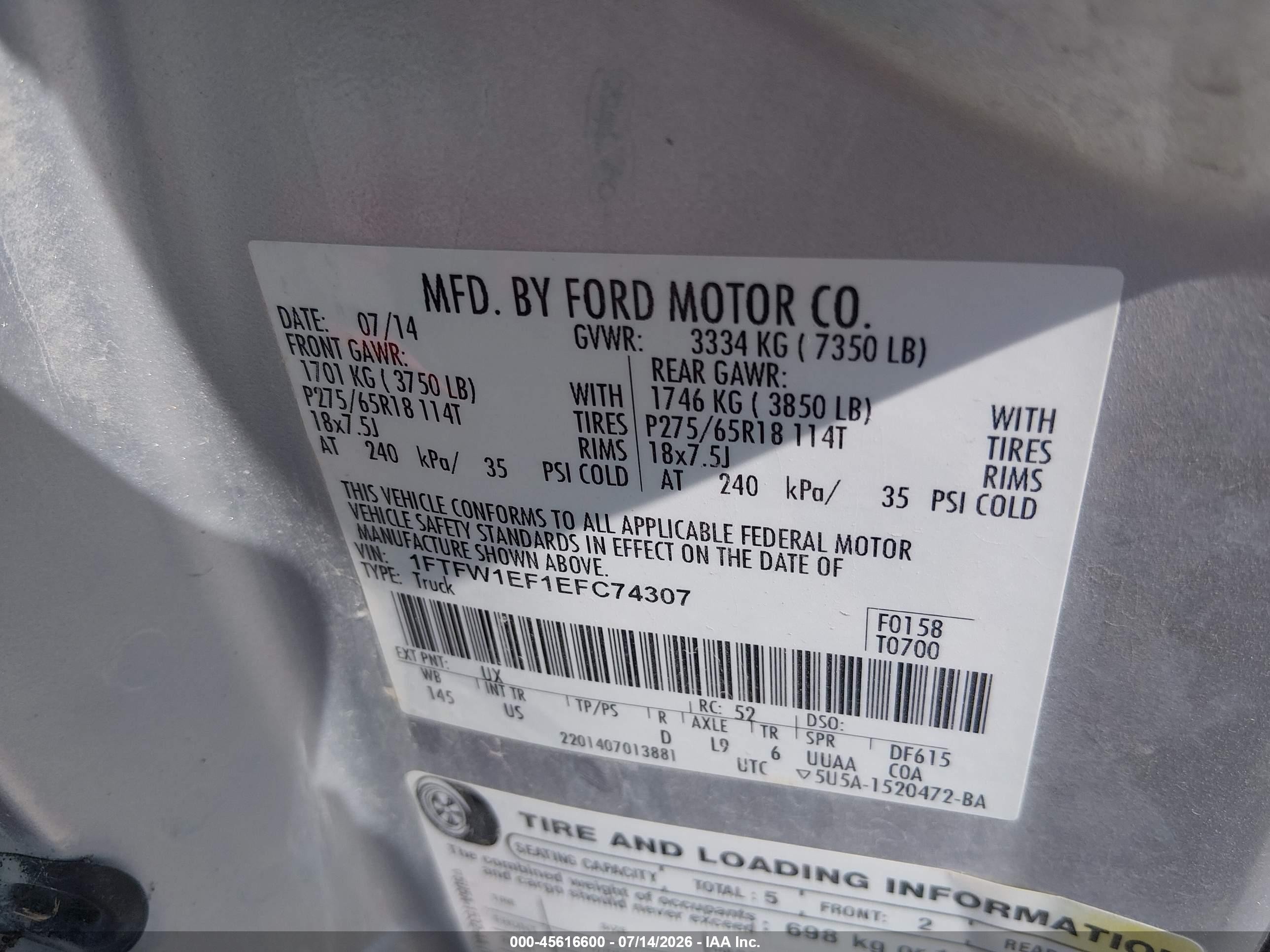 2014 Ford F-150 Xlt Silver vin: 1FTFW1EF1EFC74307