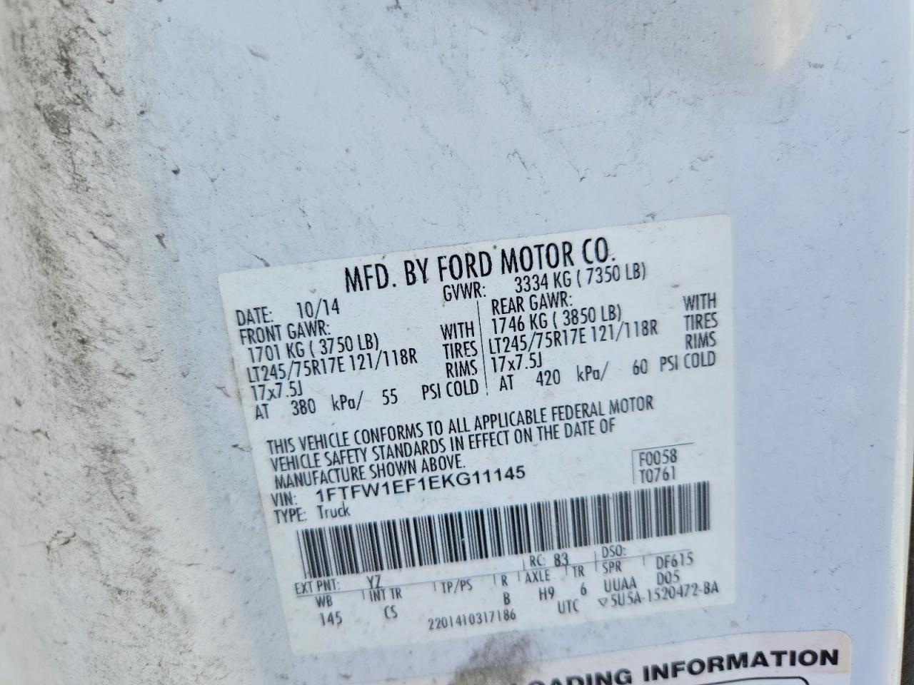 2014 Ford F150 Supercrew White vin: 1FTFW1EF1EKG11145