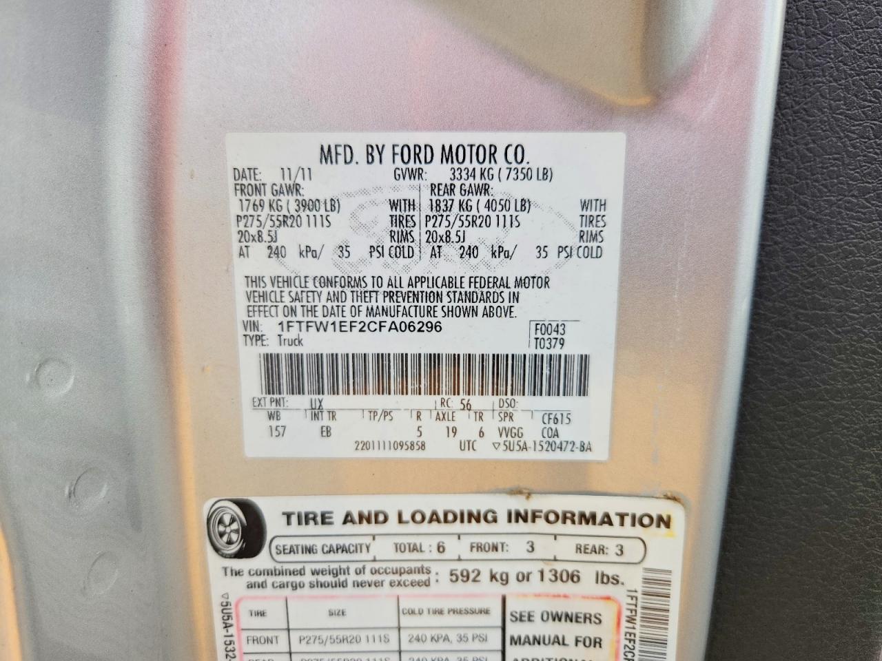 2012 Ford F150 Supercrew Silver vin: 1FTFW1EF2CFA06296