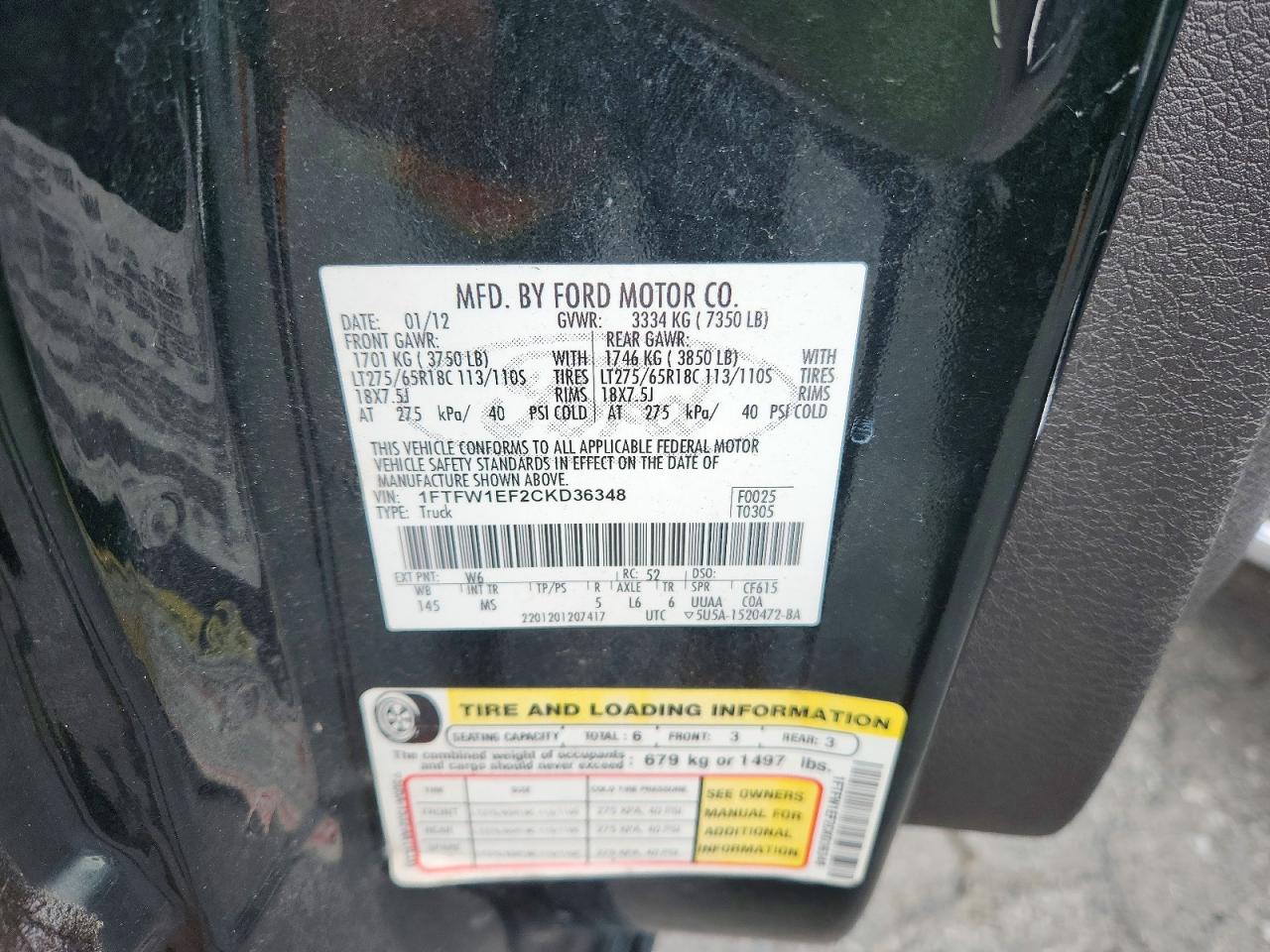 2012 Ford F150 Supercrew Green vin: 1FTFW1EF2CKD36348