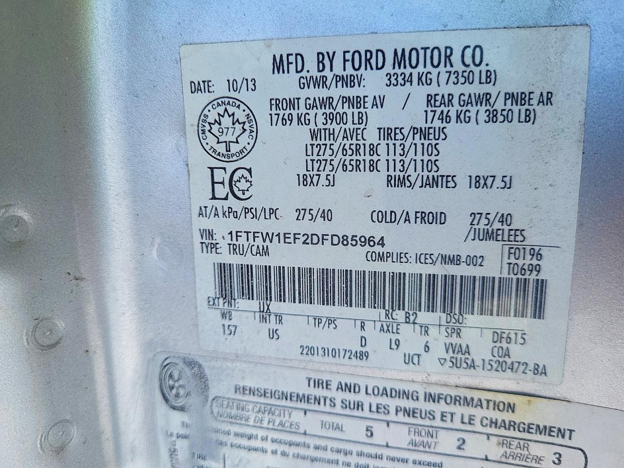 2013 Ford F150 Supercrew Silver vin: 1FTFW1EF2DFD85964