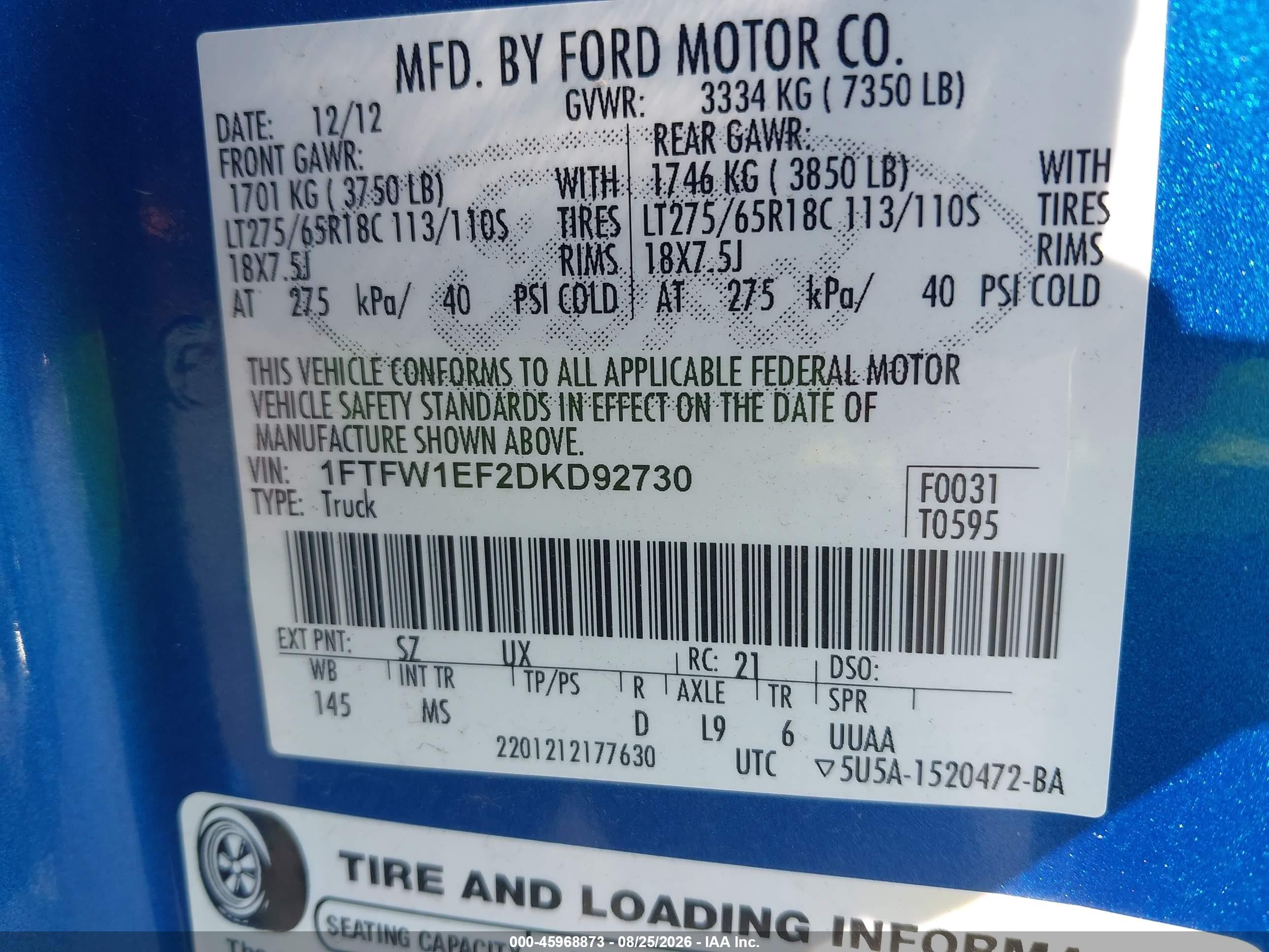 2013 Ford F-150 Xlt Синий vin: 1FTFW1EF2DKD92730