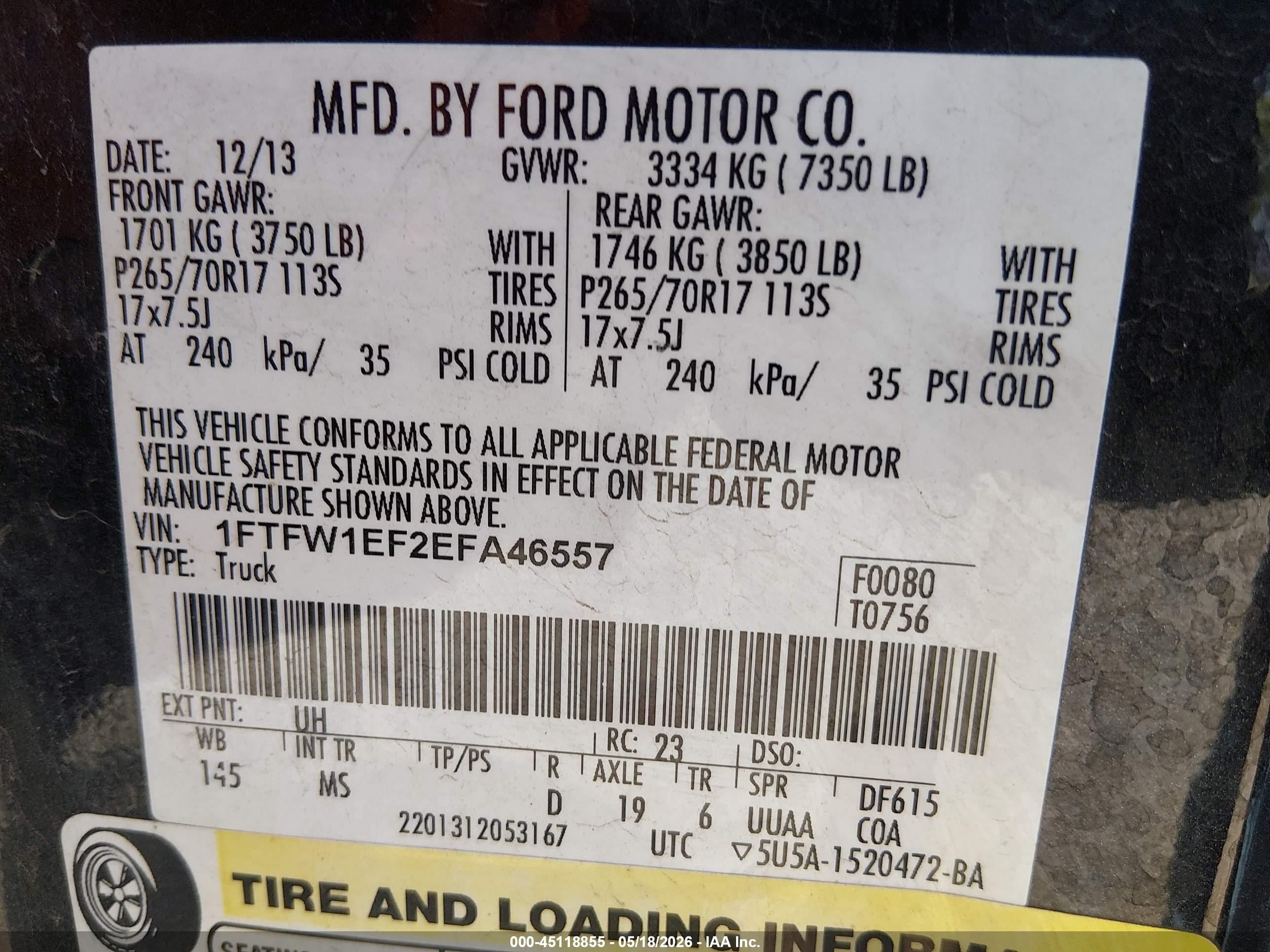 2014 Ford F-150 Xlt Black vin: 1FTFW1EF2EFA46557