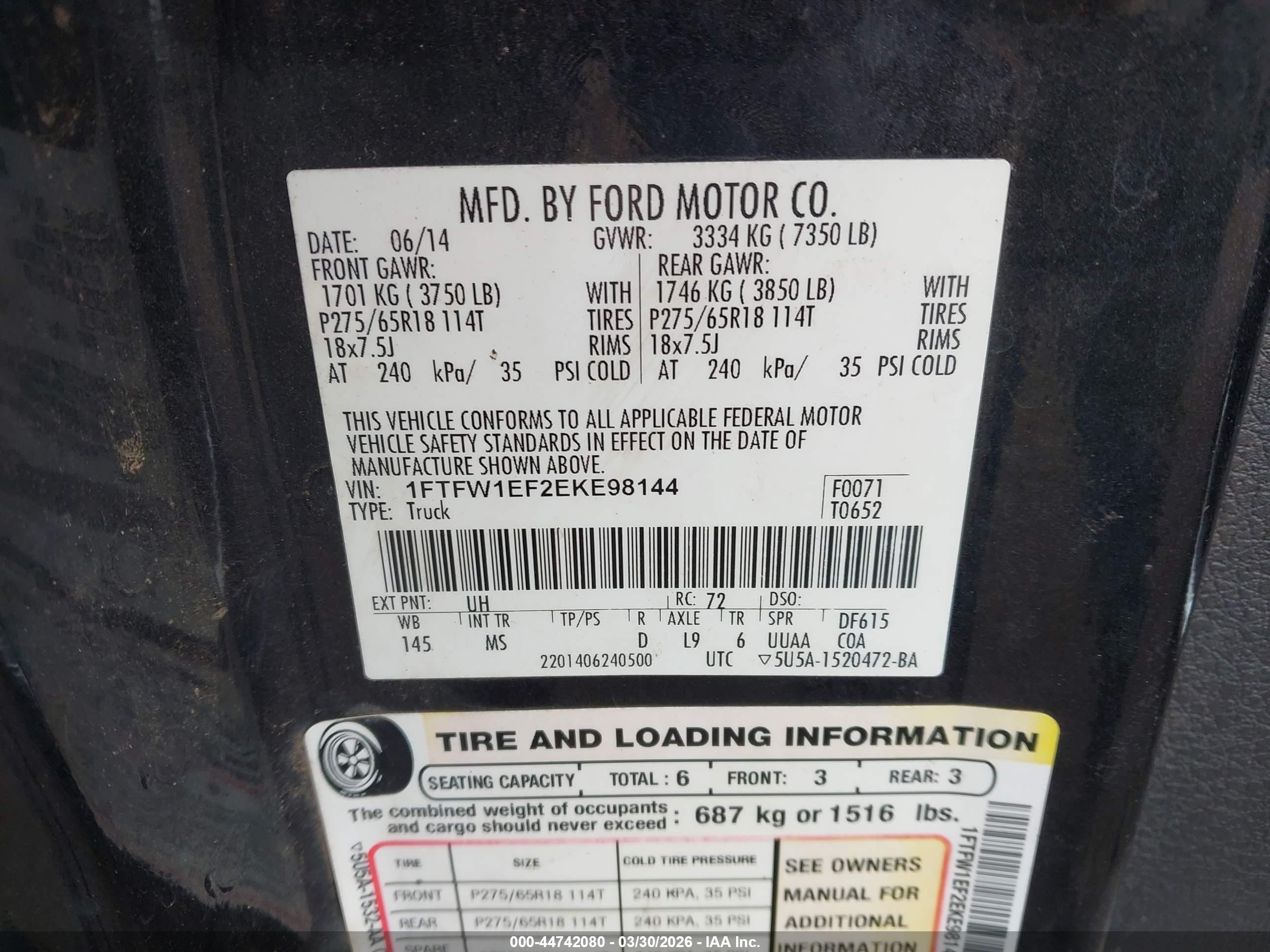 2014 Ford F-150 Xlt Black vin: 1FTFW1EF2EKE98144