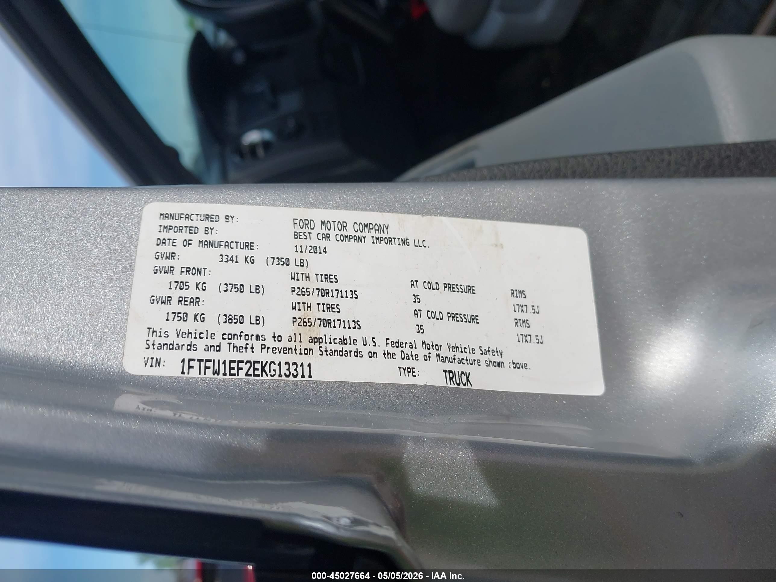 2014 Ford F-150 Xlt Silver vin: 1FTFW1EF2EKG13311