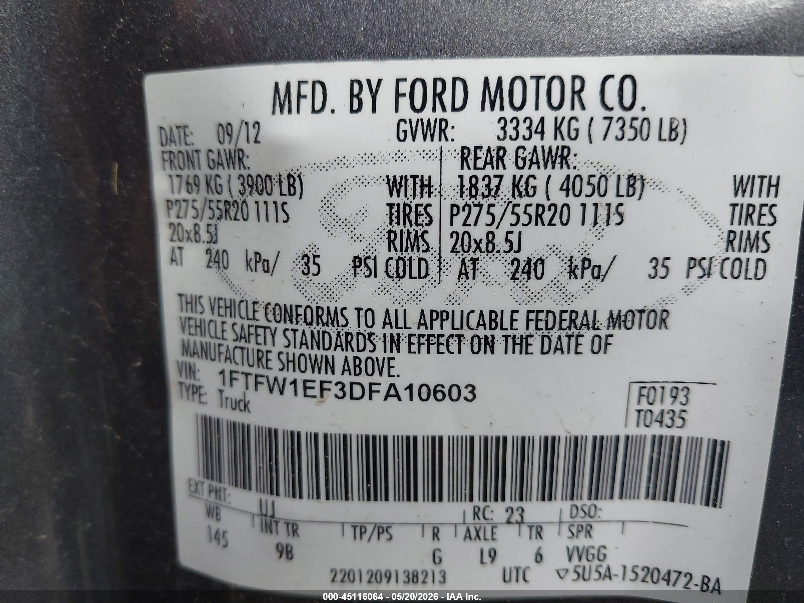 2013 Ford F-150 Platinum Серый vin: 1FTFW1EF3DFA10603