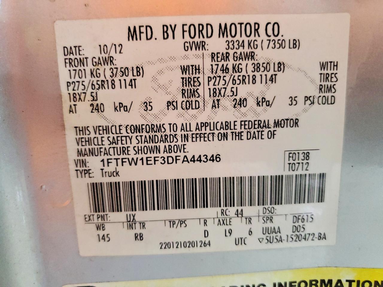 2013 Ford F150 Supercrew Silver vin: 1FTFW1EF3DFA44346