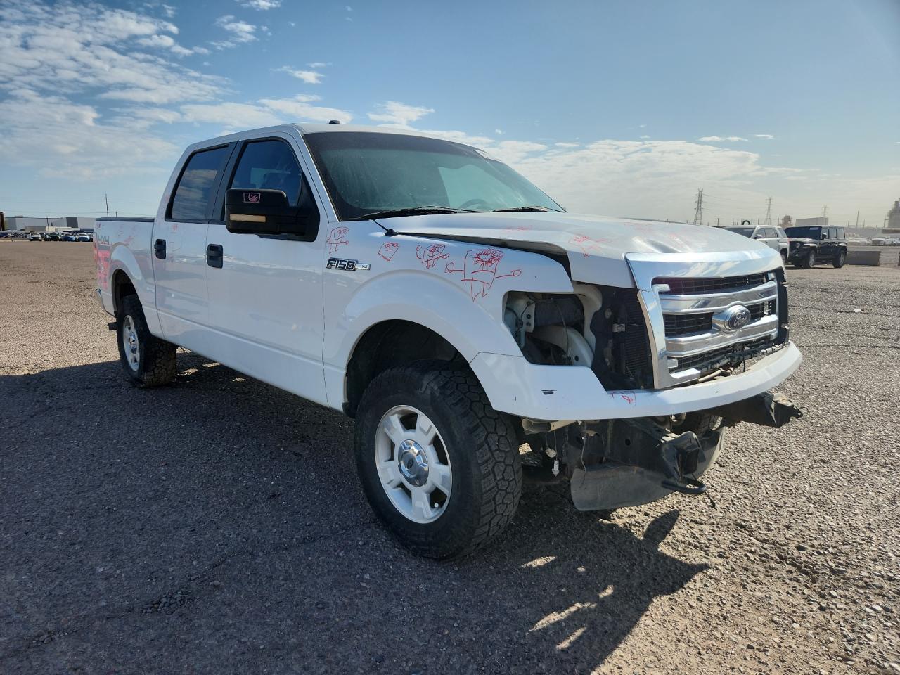 2013 Ford F150 Supercrew White vin: 1FTFW1EF3DFE07101 Damage: Right Head Lamp, Missing, Replacement Required