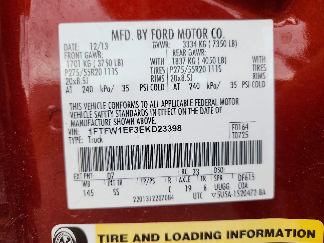2014 Ford F150 Supercrew Orange vin: 1FTFW1EF3EKD23398
